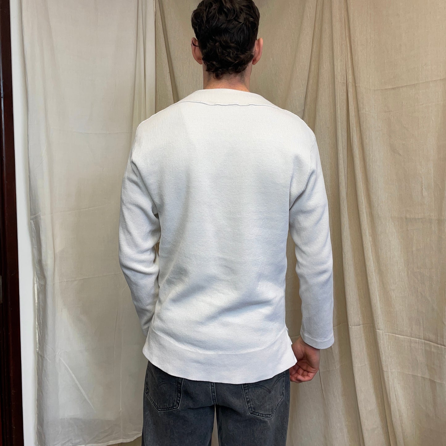 Stone Island White 80s Marina Cotton Fine-Rib Boat Neck Jumper