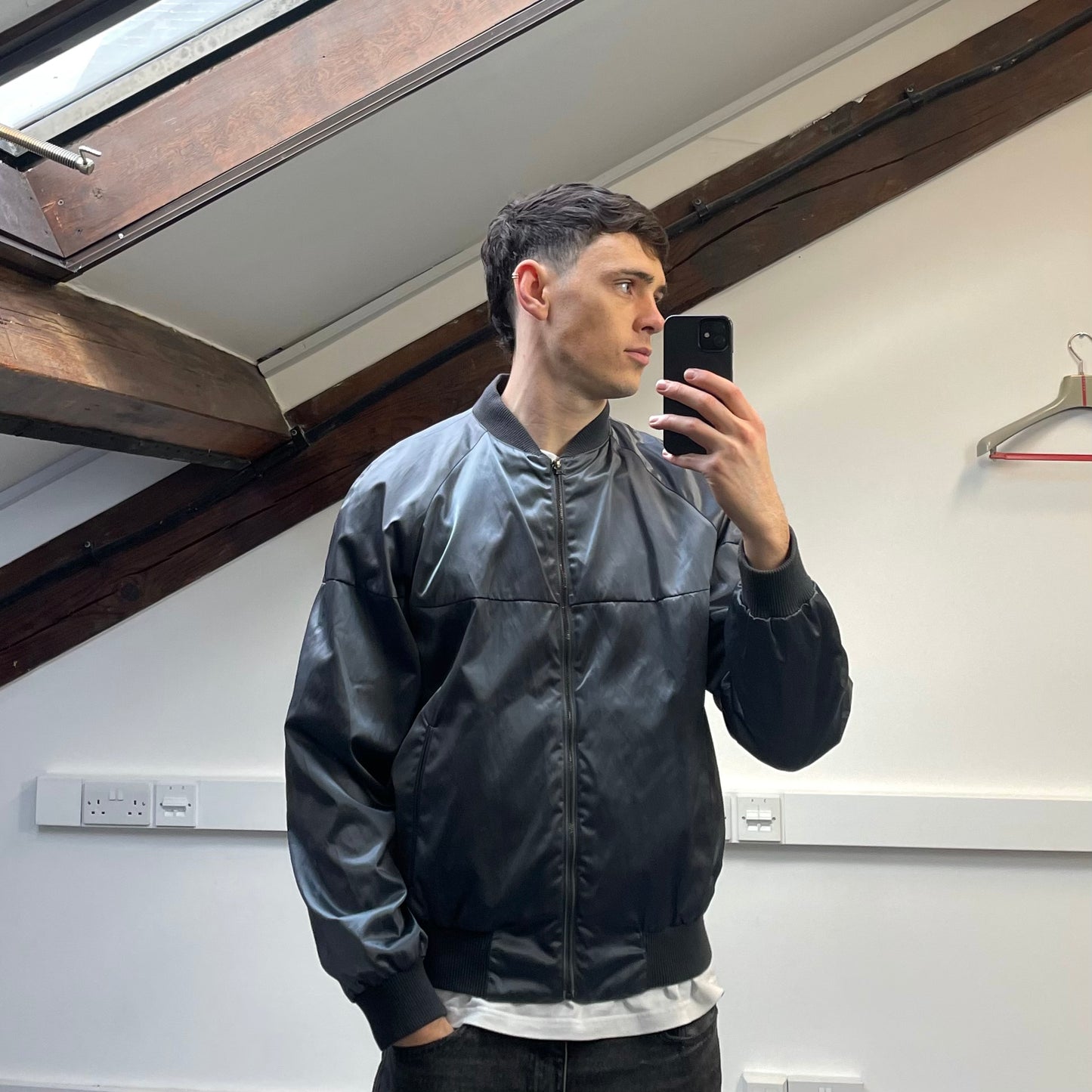 Prada Silver/Khaki Reversible 2010 Nylon Lightweight Bomber Jacket
