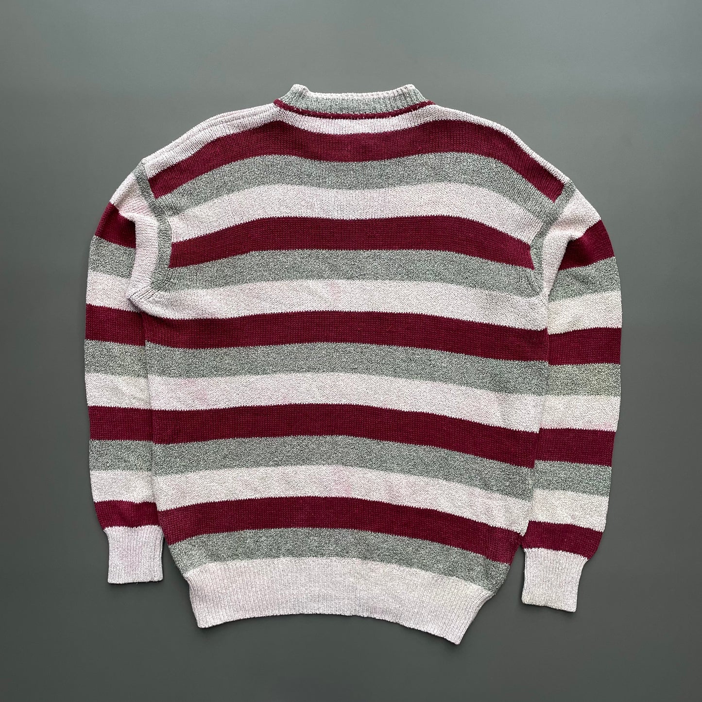 Emporio Armani Red, Grey & White 80s Knit Jumper
