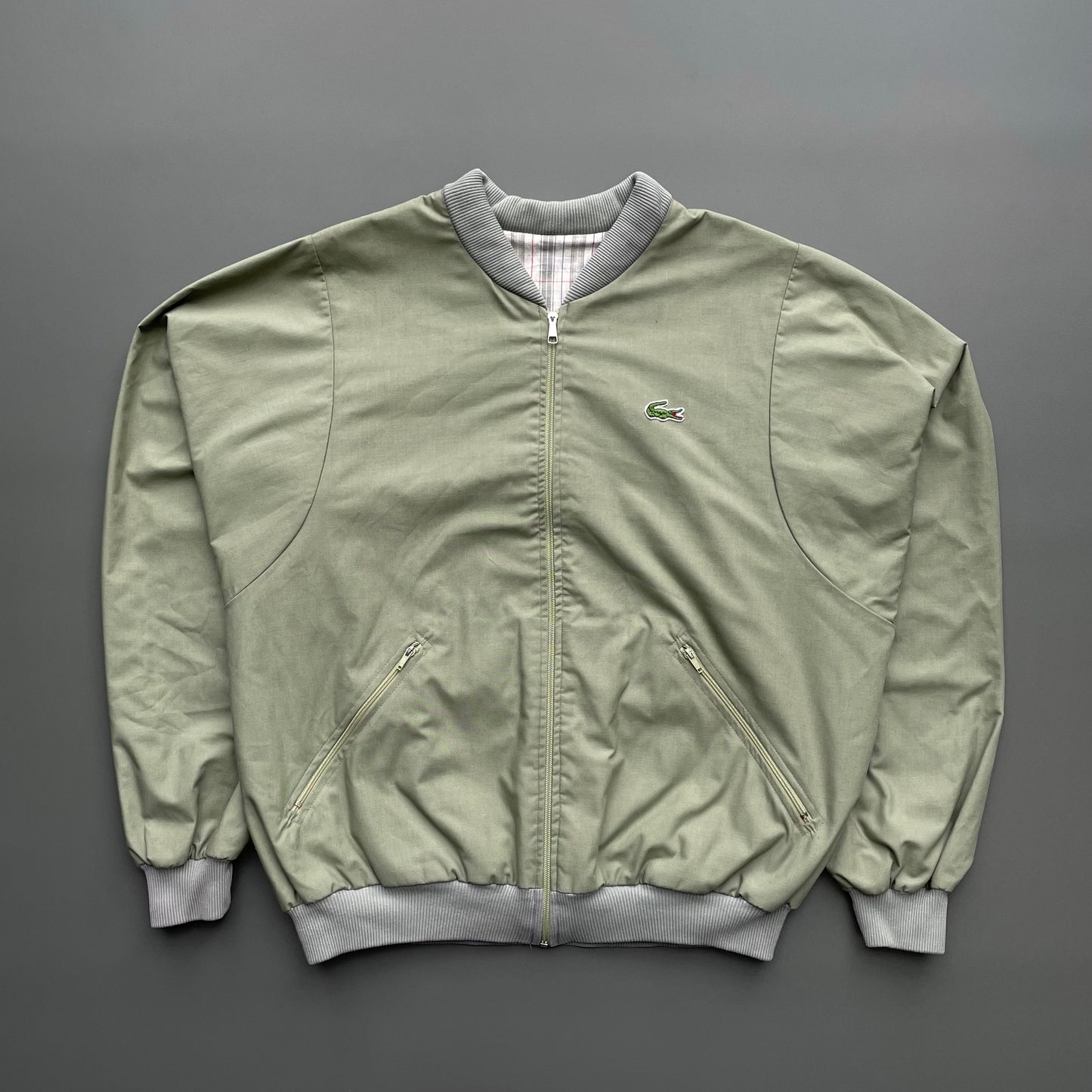 Lacoste Chemise Green & Plaid 90s Reversible Bomber Jacket