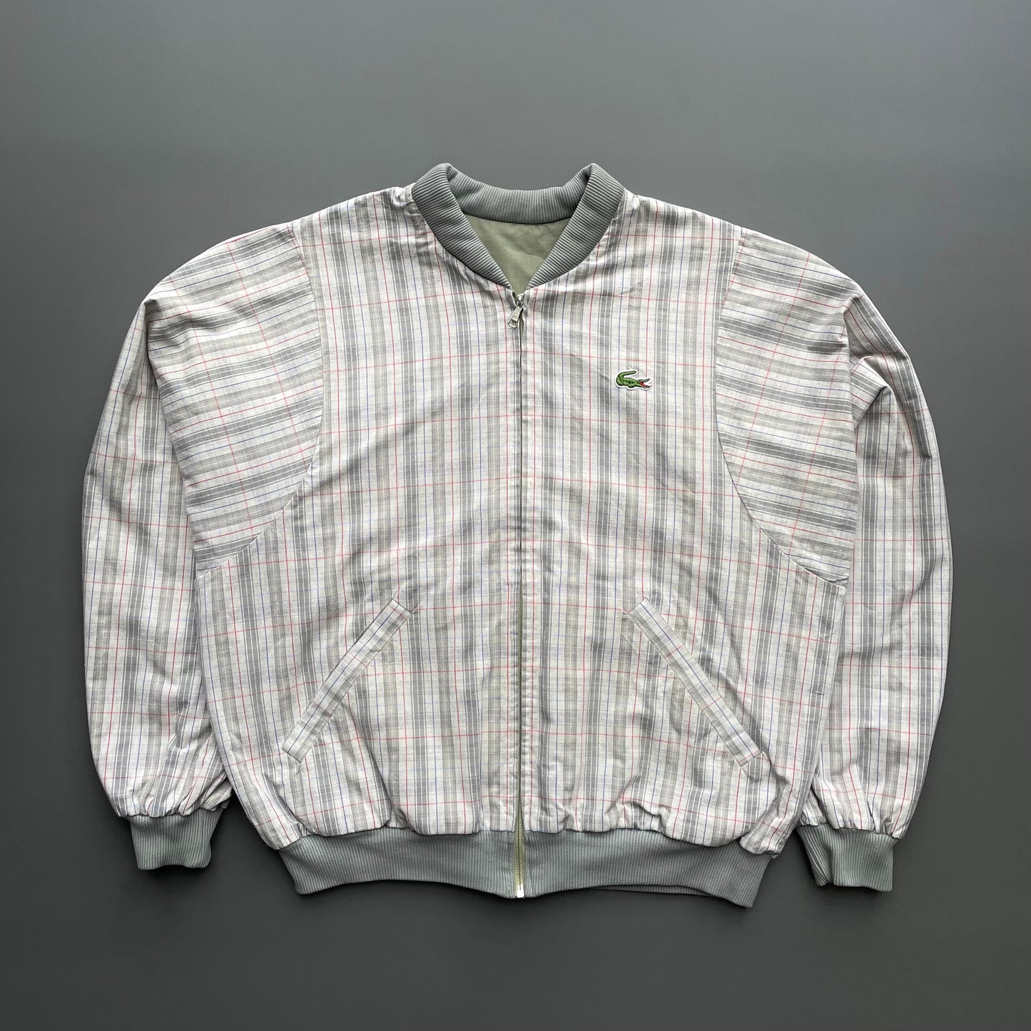 Lacoste Chemise Green & Plaid 90s Reversible Bomber Jacket