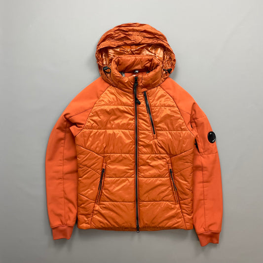 C.P. Company Orange Concealed Hood Padded Nylon Shell Jacket