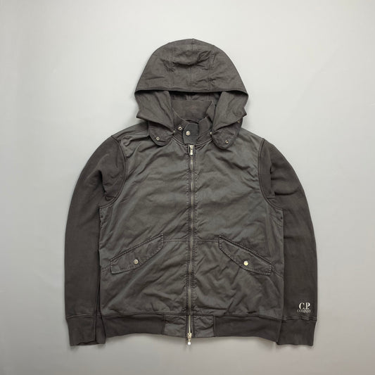C.P. Company Grey Cotton Detachable Hood Zip-Through Jacket