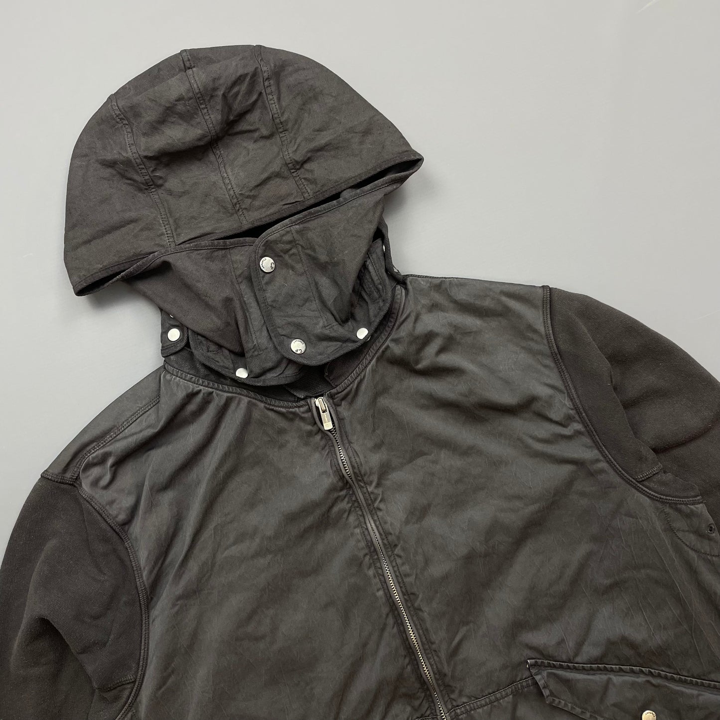 C.P. Company Grey Cotton Detachable Hood Zip-Through Jacket