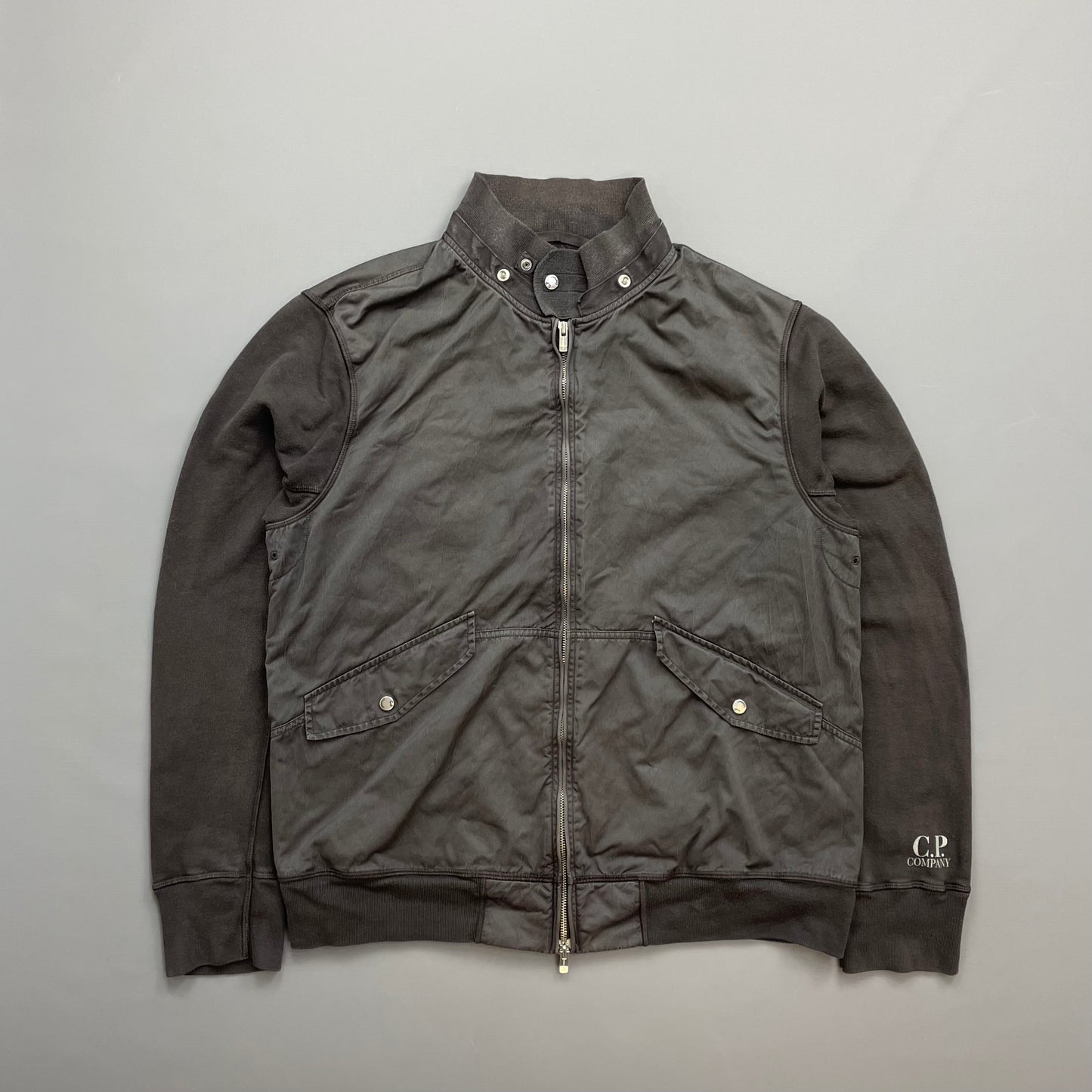 C.P. Company Grey Cotton Detachable Hood Zip-Through Jacket