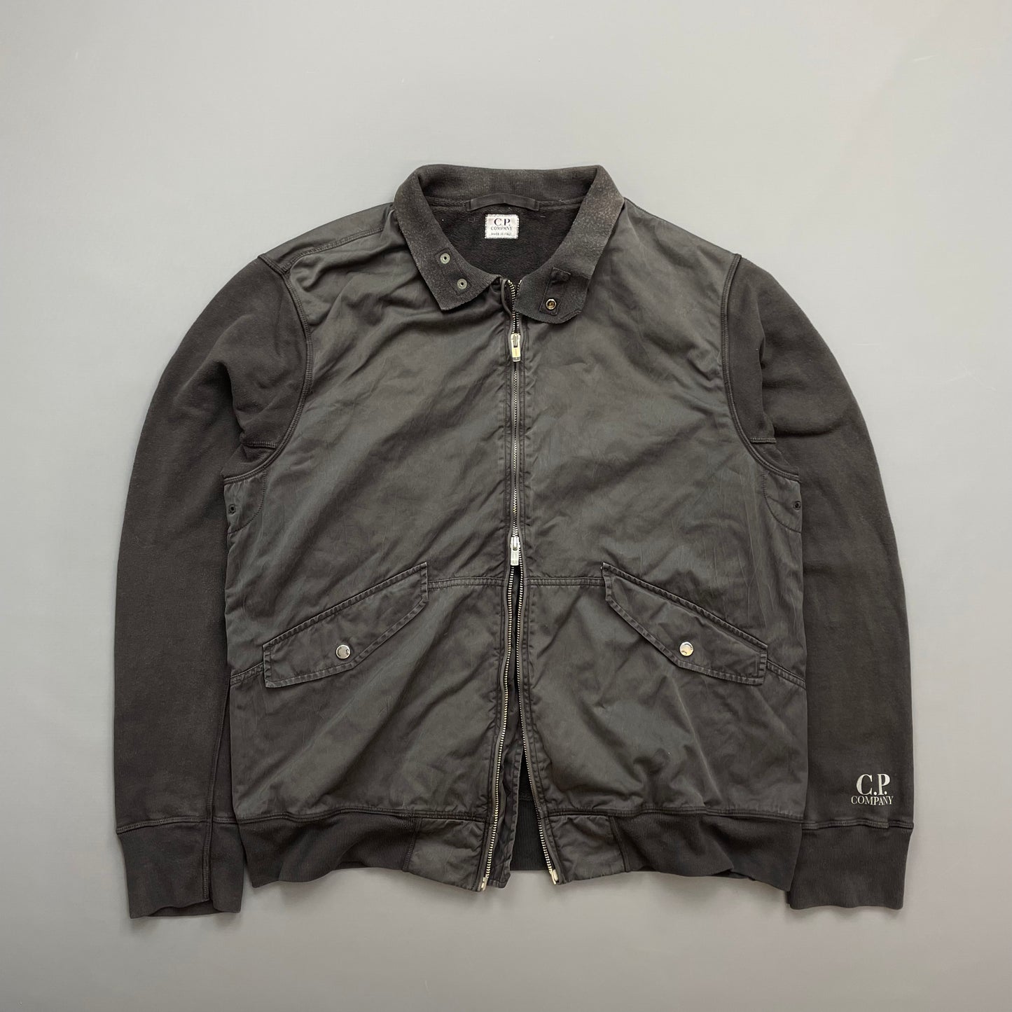C.P. Company Grey Cotton Detachable Hood Zip-Through Jacket