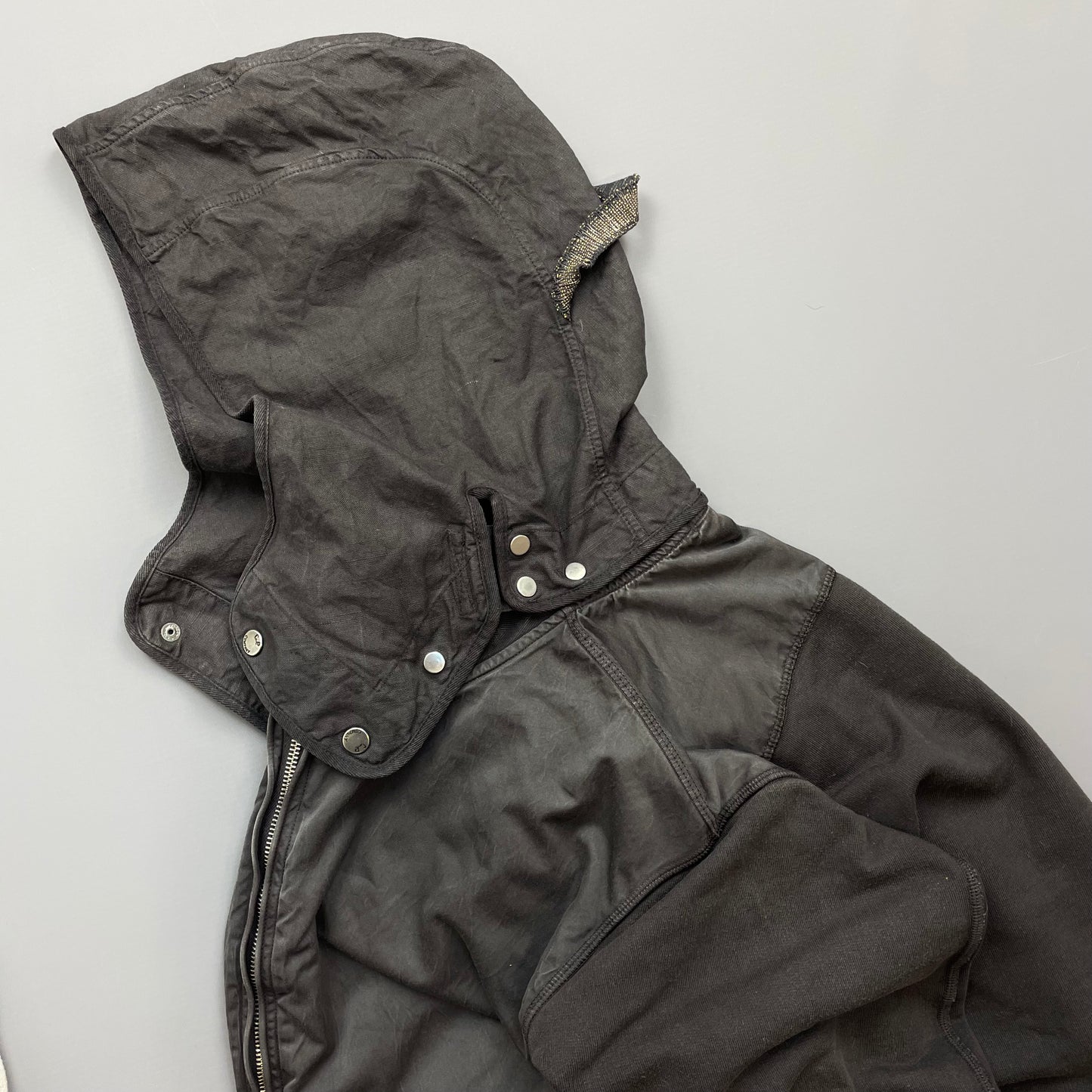 C.P. Company Grey Cotton Detachable Hood Zip-Through Jacket