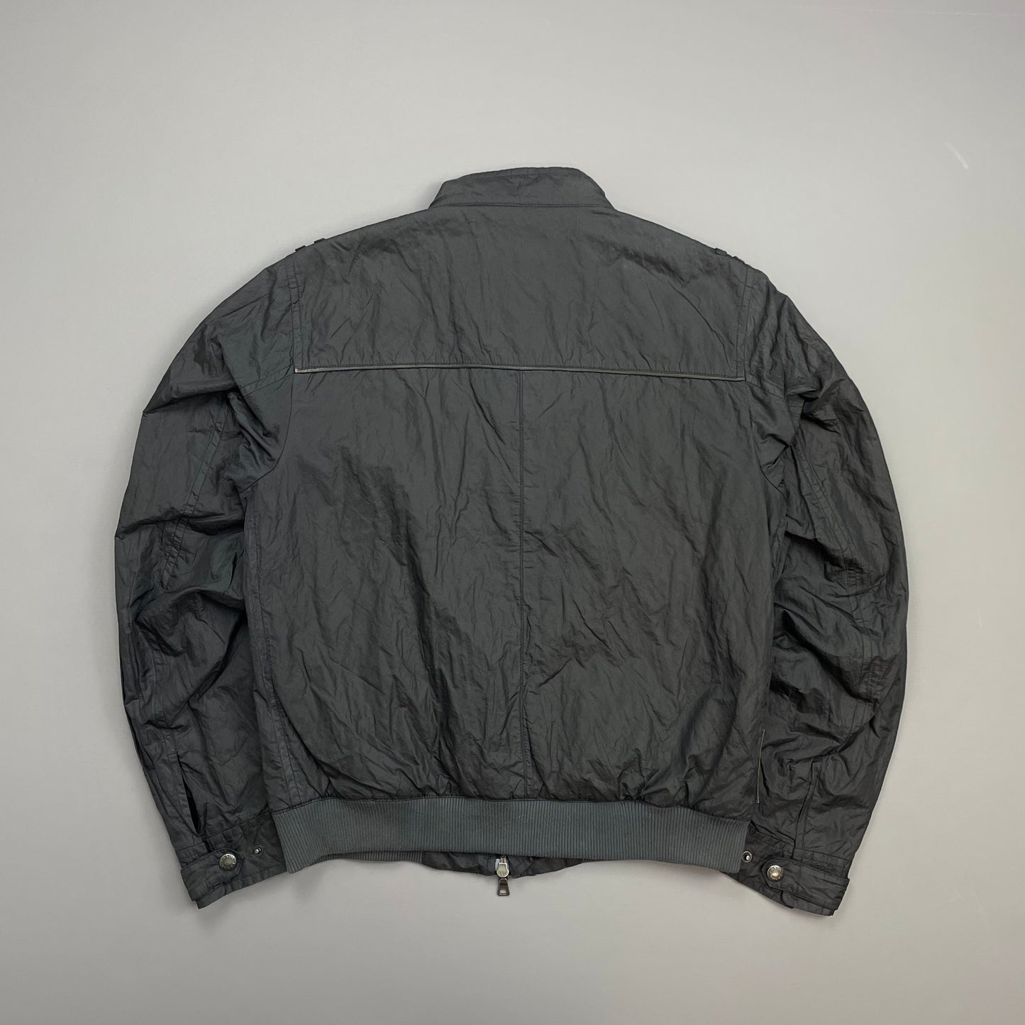 Prada Sport Grey/Navy 2006 Nylon Mixed Metal Biker Jacket
