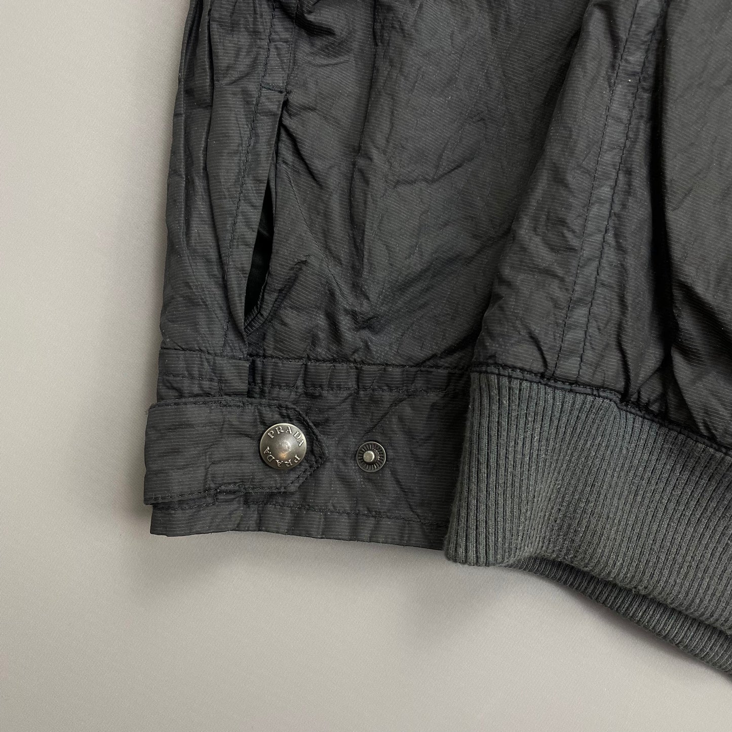 Prada Sport Grey/Navy 2006 Nylon Mixed Metal Biker Jacket