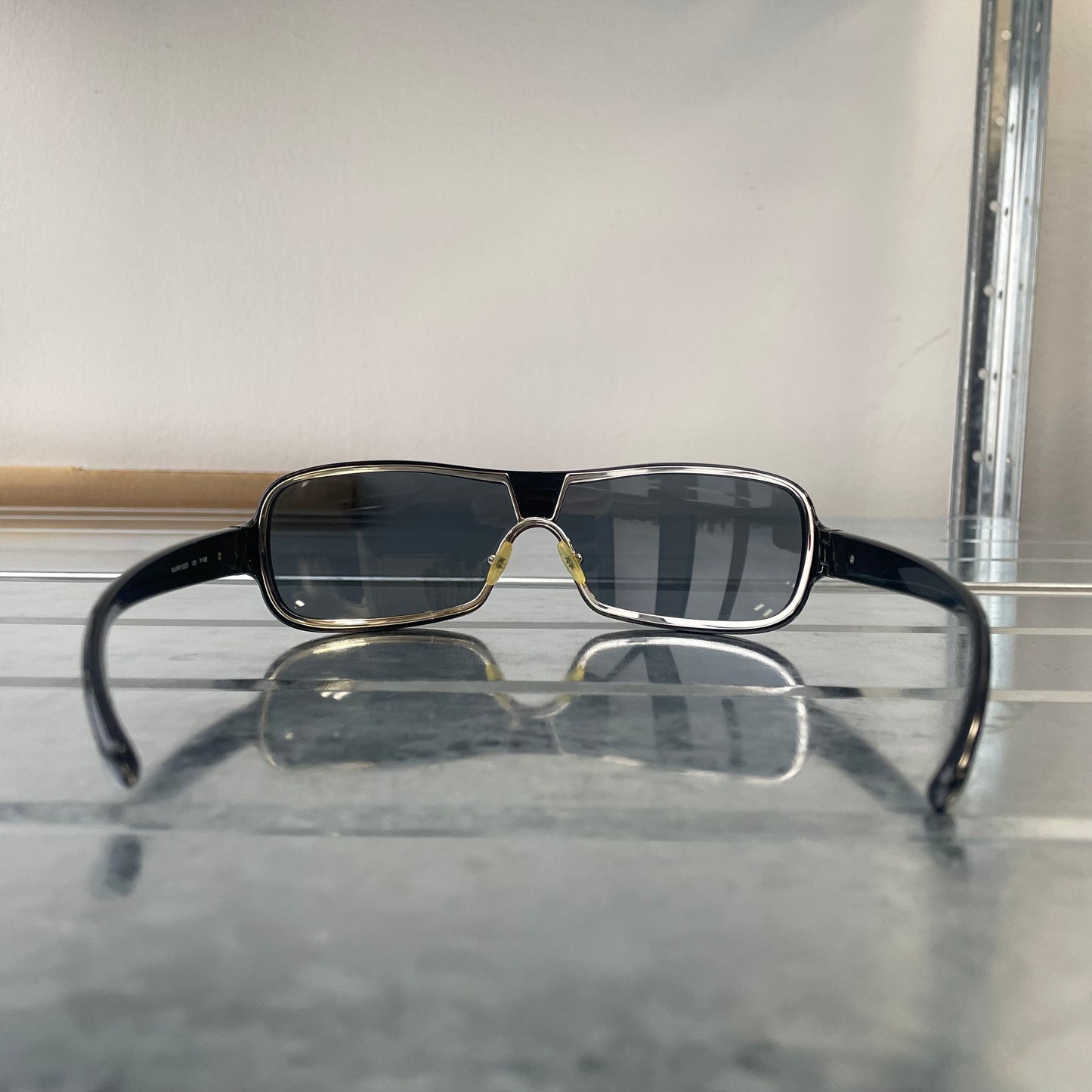 Prada Sport Black Wide Silver Accent Sunglasses