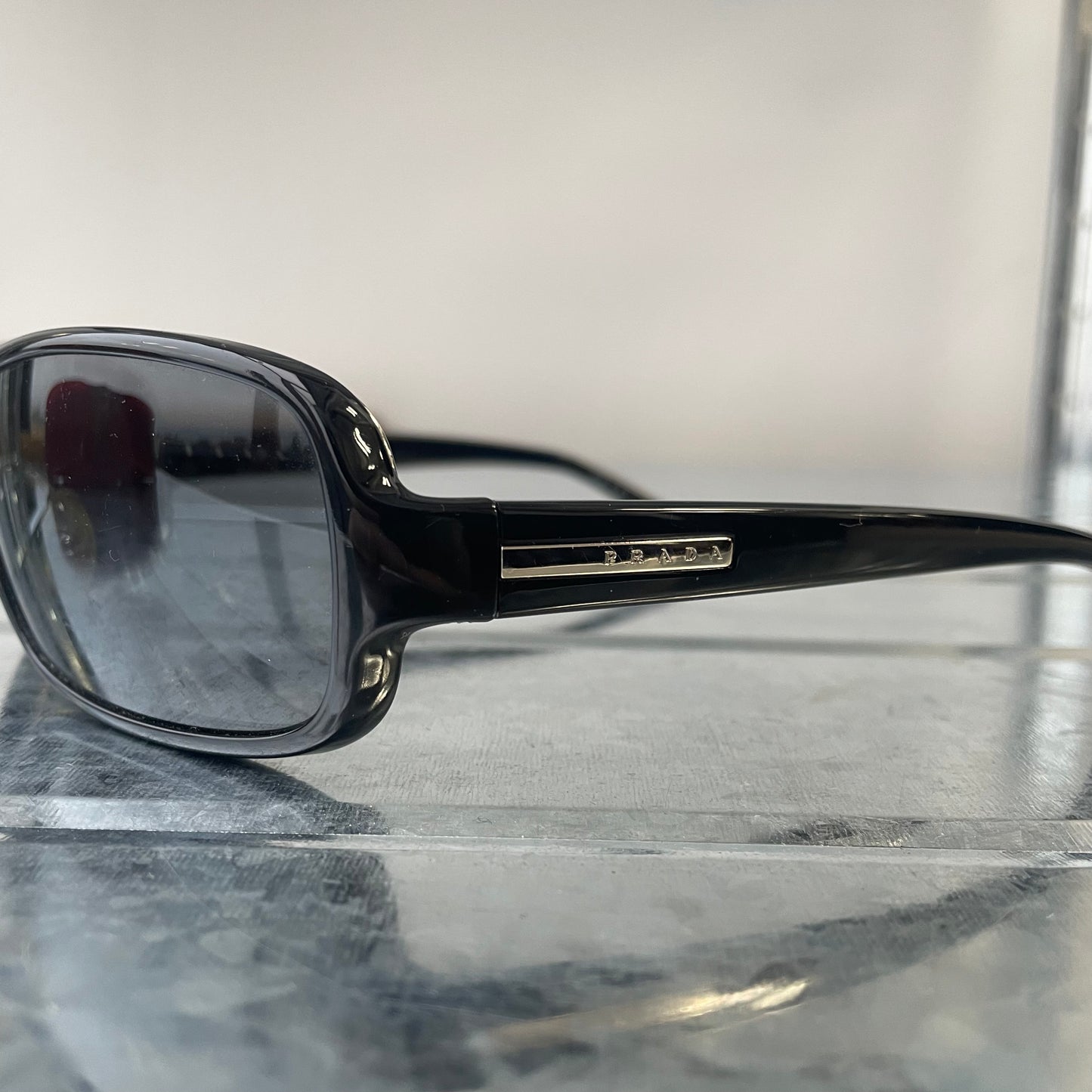 Prada Sport Black Wide Silver Accent Sunglasses