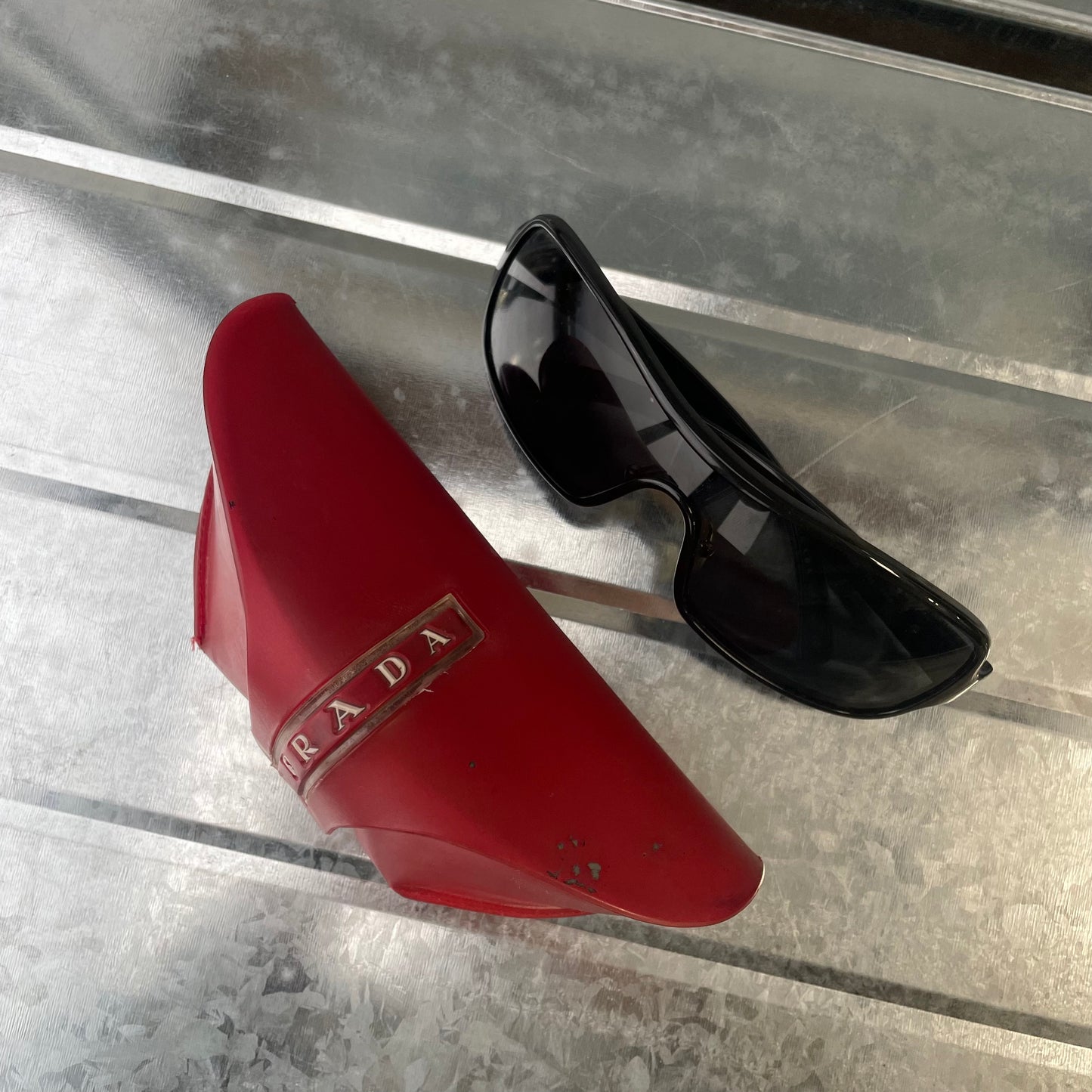 Prada Sport Black Wide Silver Accent Sunglasses