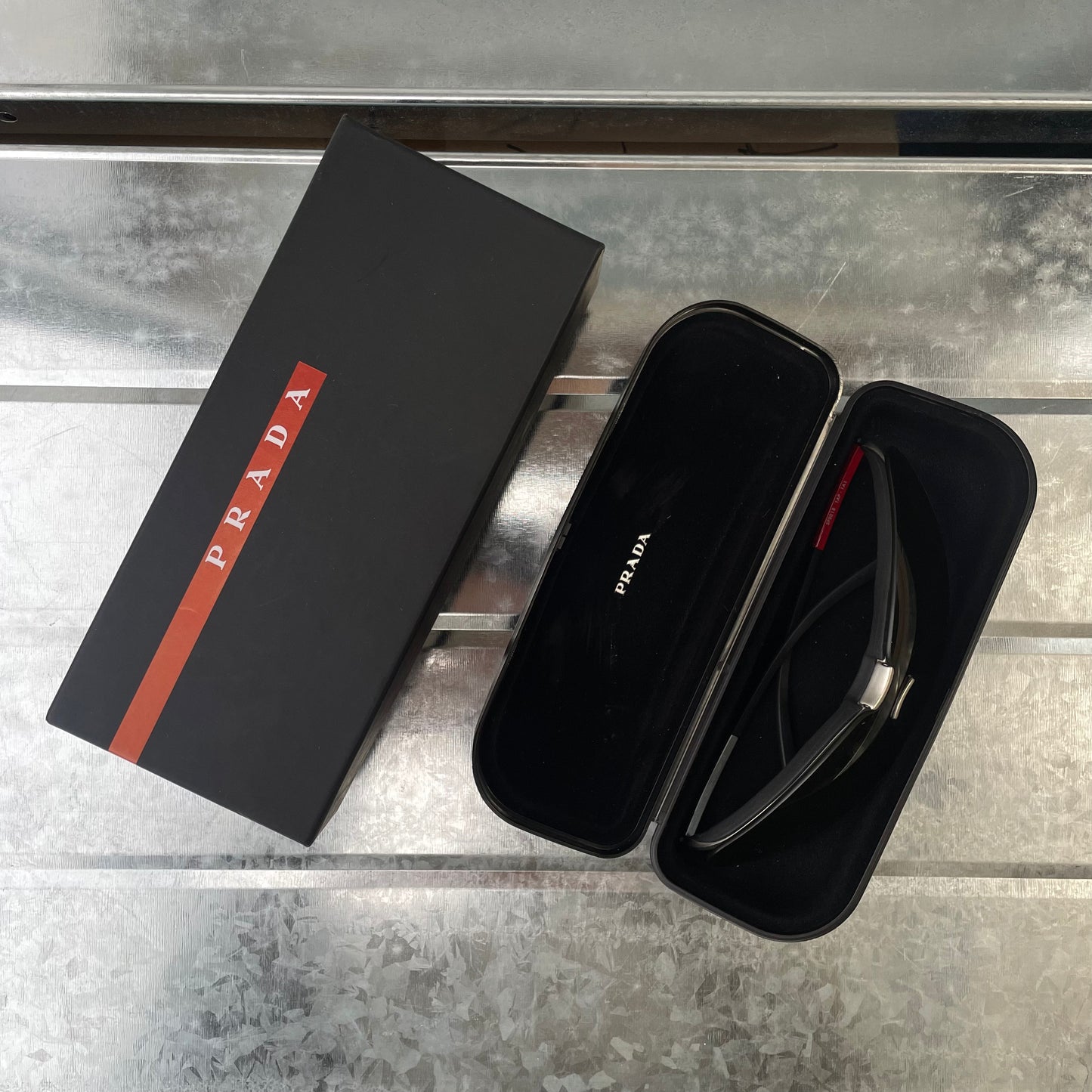 Prada Sport Silver & Red Metal Frame Racing Sunglasses