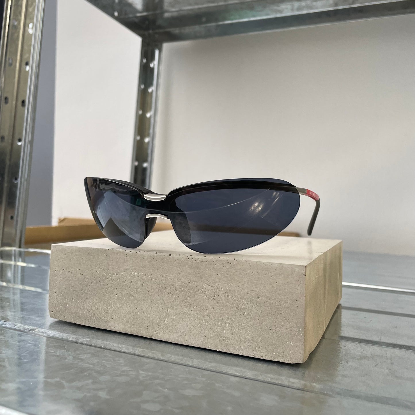 Prada Sport Silver & Red Metal Frame Racing Sunglasses