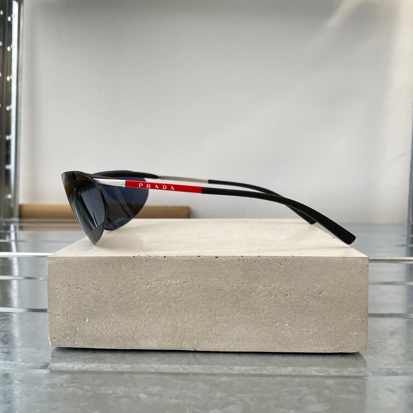 Prada Sport Silver & Red Metal Frame Racing Sunglasses