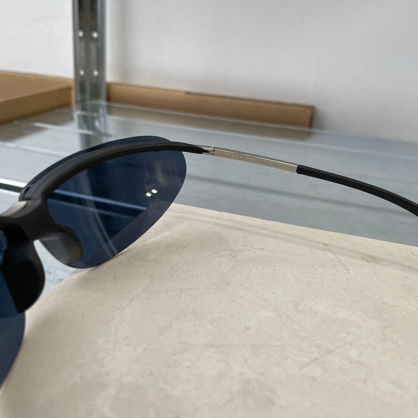 Prada Sport Silver & Red Metal Frame Racing Sunglasses