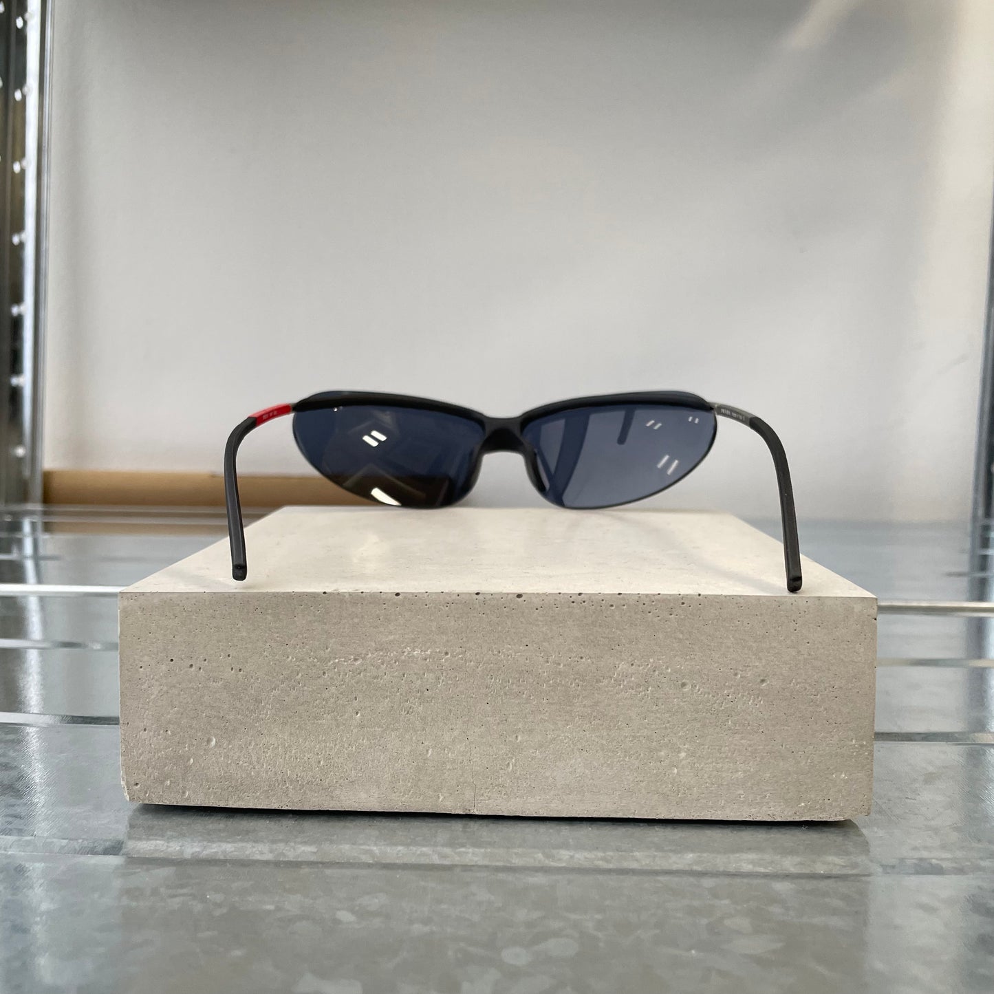 Prada Sport Silver & Red Metal Frame Racing Sunglasses