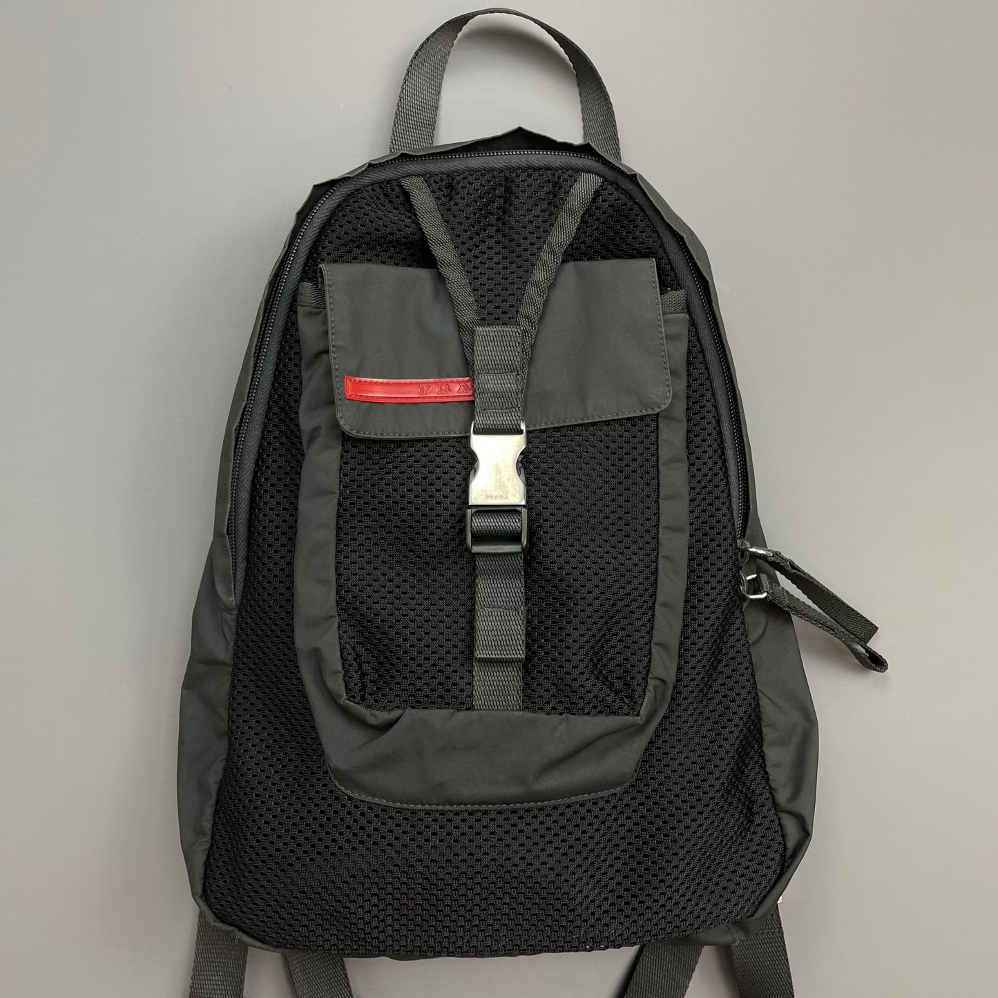 Prada Sport Grey & Black Mesh Backpack