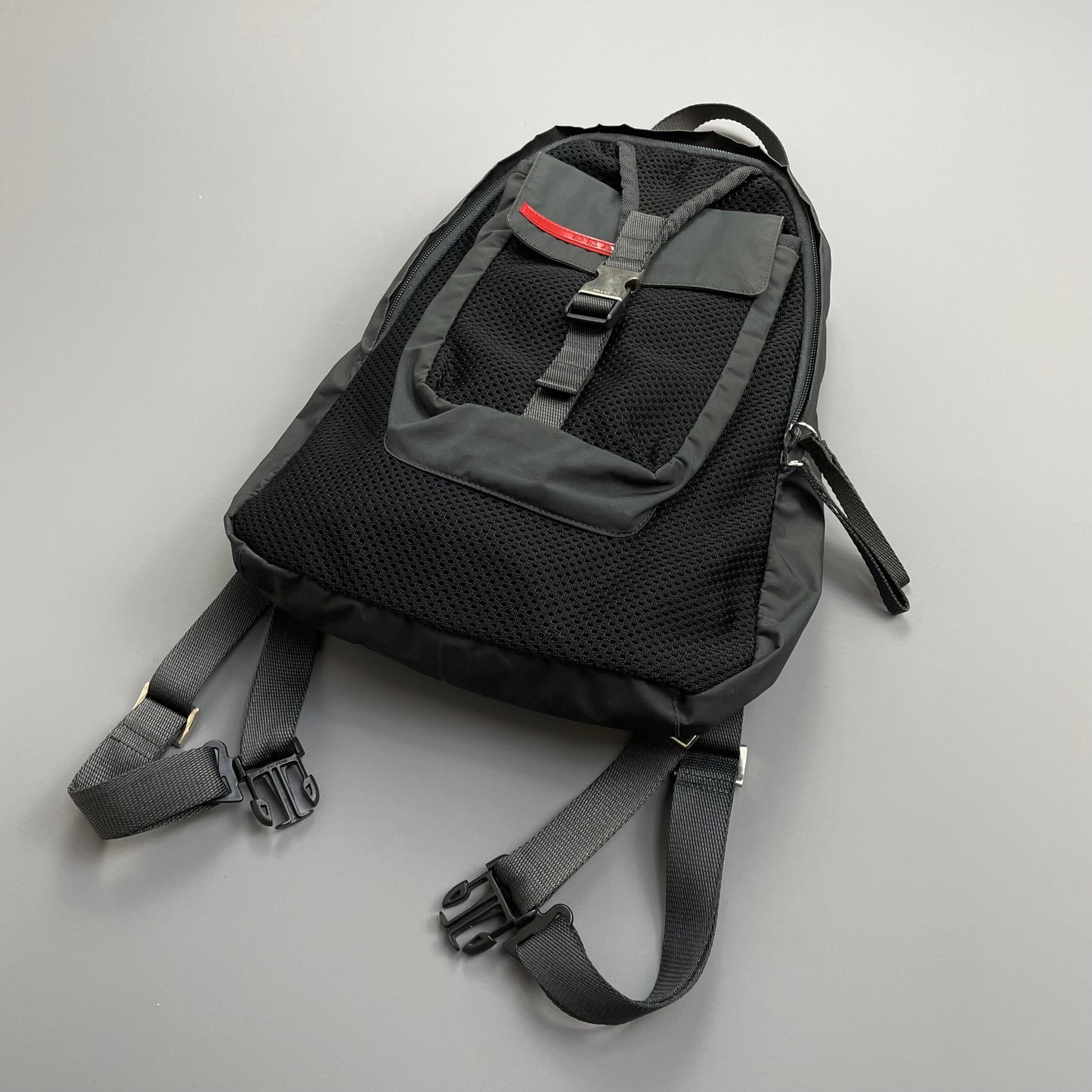Prada Sport Grey & Black Mesh Backpack