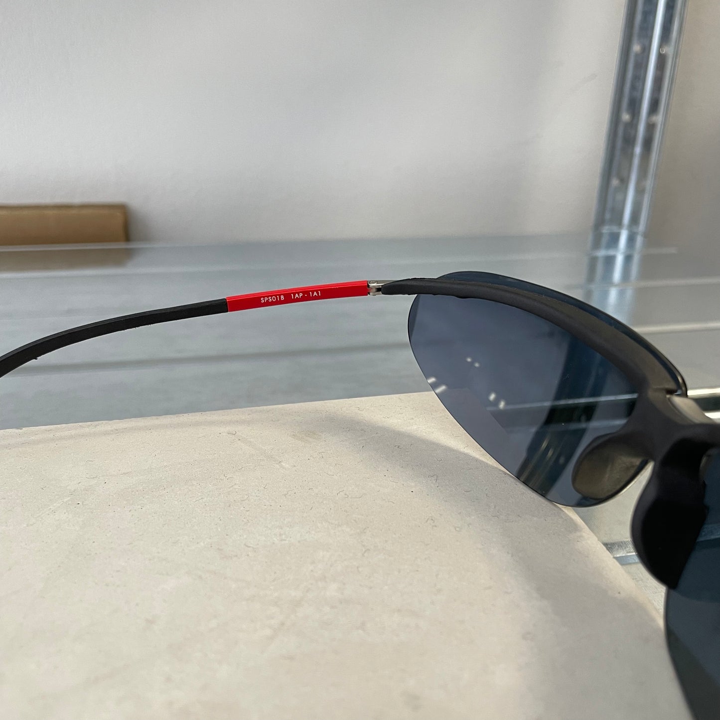 Prada Sport Silver & Red Metal Frame Racing Sunglasses