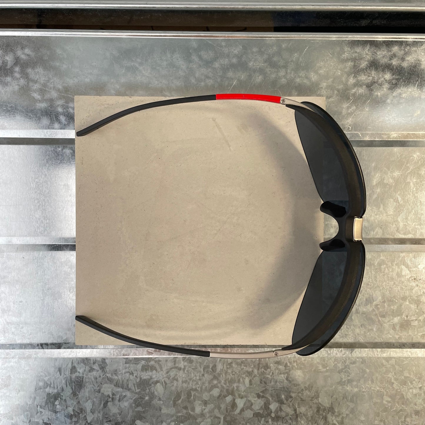 Prada Sport Silver & Red Metal Frame Racing Sunglasses