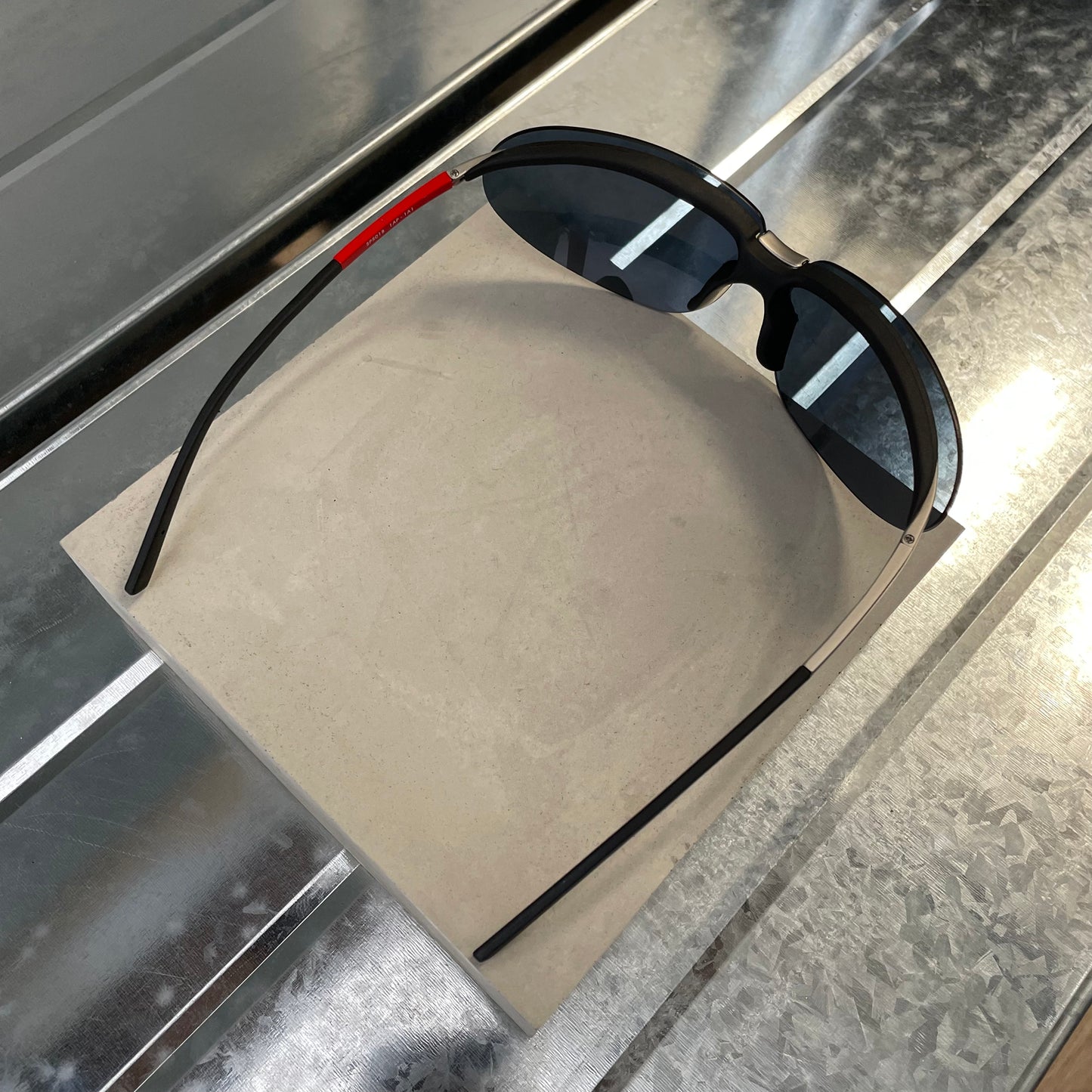 Prada Sport Silver & Red Metal Frame Racing Sunglasses