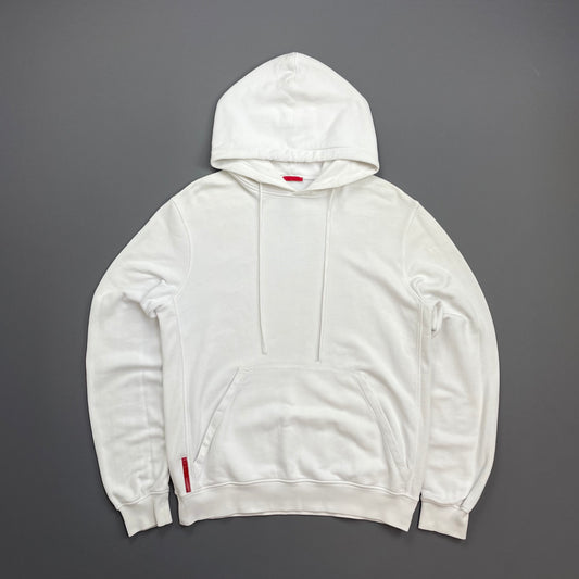 Prada Sport White 2009 Cotton Pullover Drawstring Hoodie
