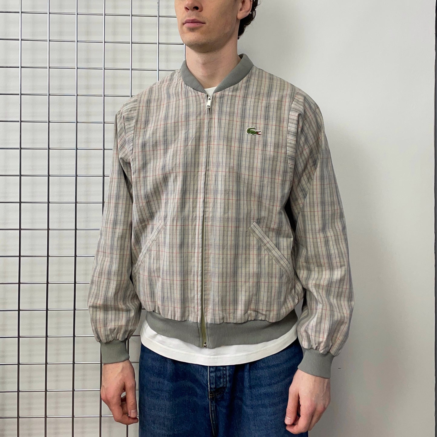 Lacoste Chemise Green & Plaid 90s Reversible Bomber Jacket