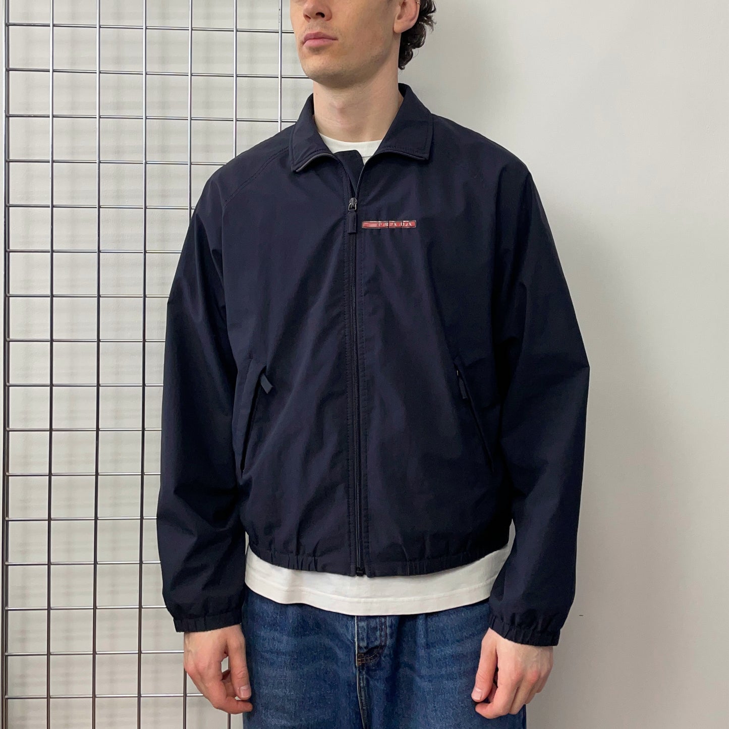 Prada Sport Navy Challenge 2000 Lined Racing Team Harrington Jacket