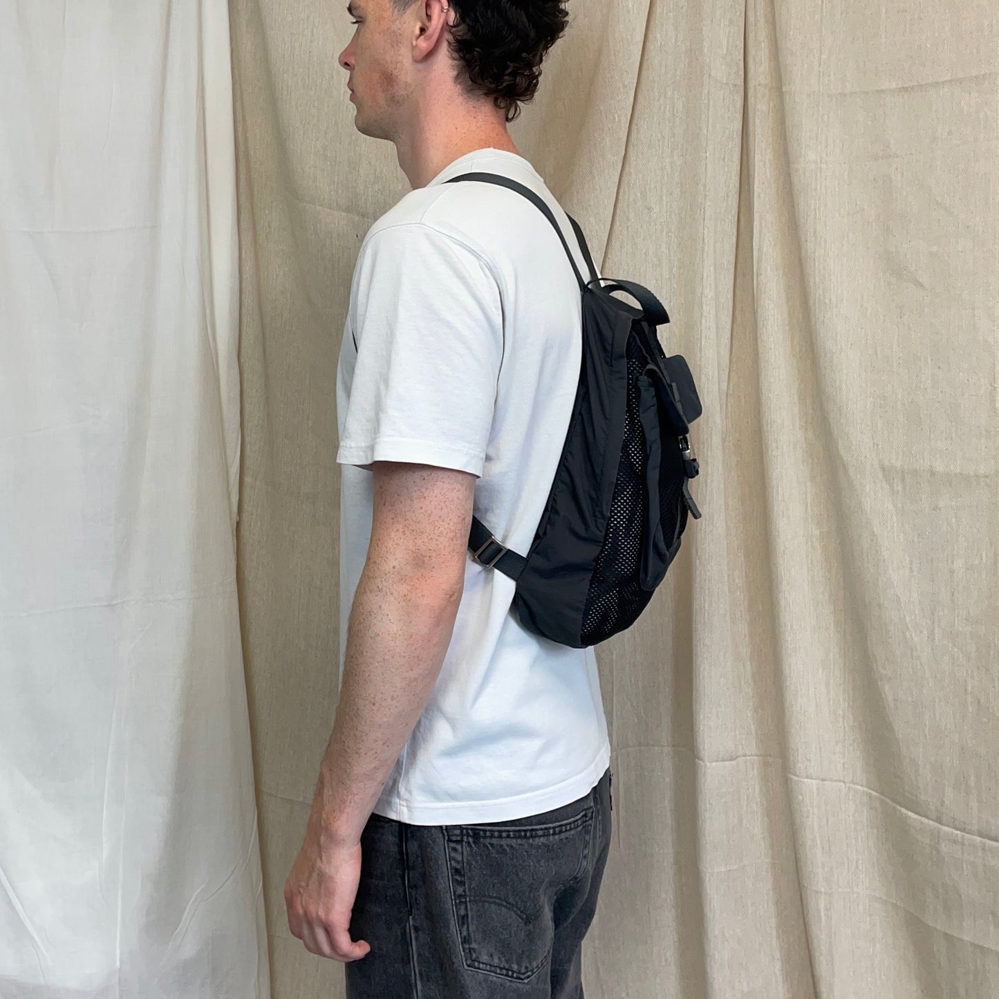 Prada Sport Grey & Black Mesh Backpack