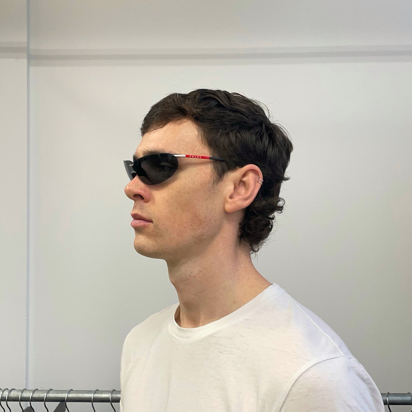 Prada Sport Silver & Red Metal Frame Racing Sunglasses