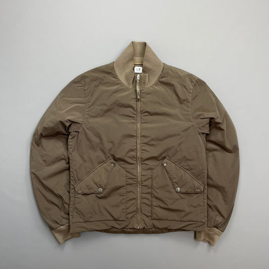 C.P. Company Brown Nylon Down Padded Bomber Jacket