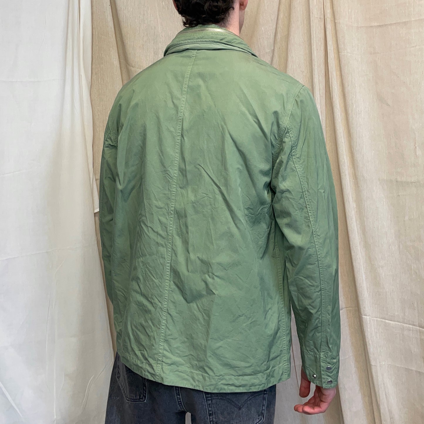 Stone Island Green SS23 Lightweight Cupro Cotton Twill-TC Concealed Hood Chore Jacket