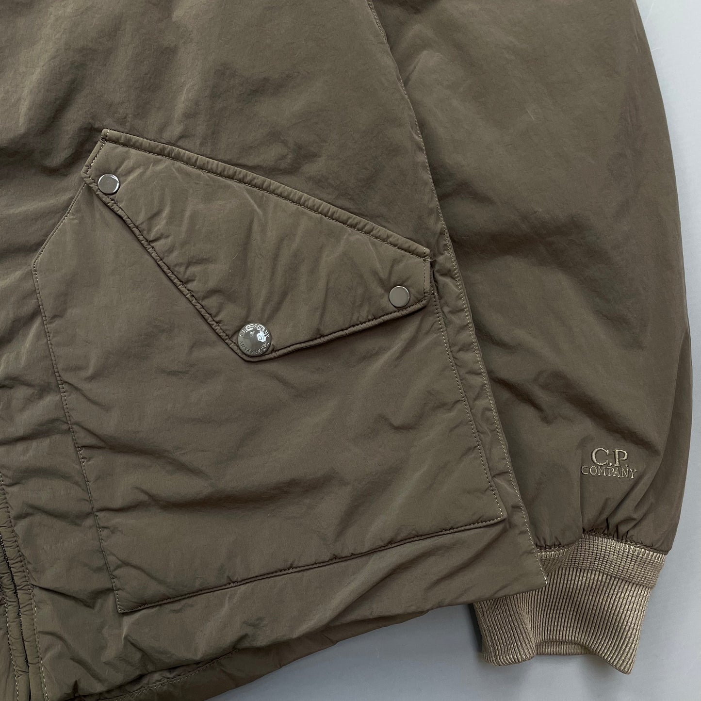 C.P. Company Brown Nylon Down Padded Bomber Jacket