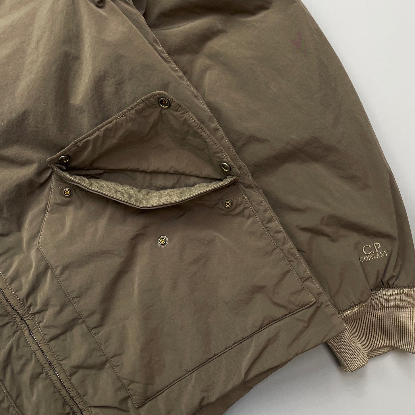 C.P. Company Brown Nylon Down Padded Bomber Jacket