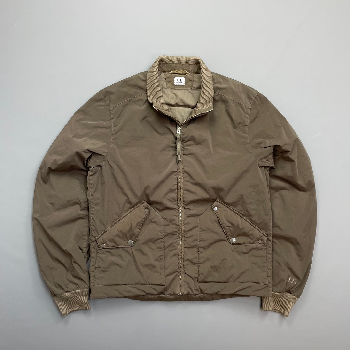 C.P. Company Brown Nylon Down Padded Bomber Jacket