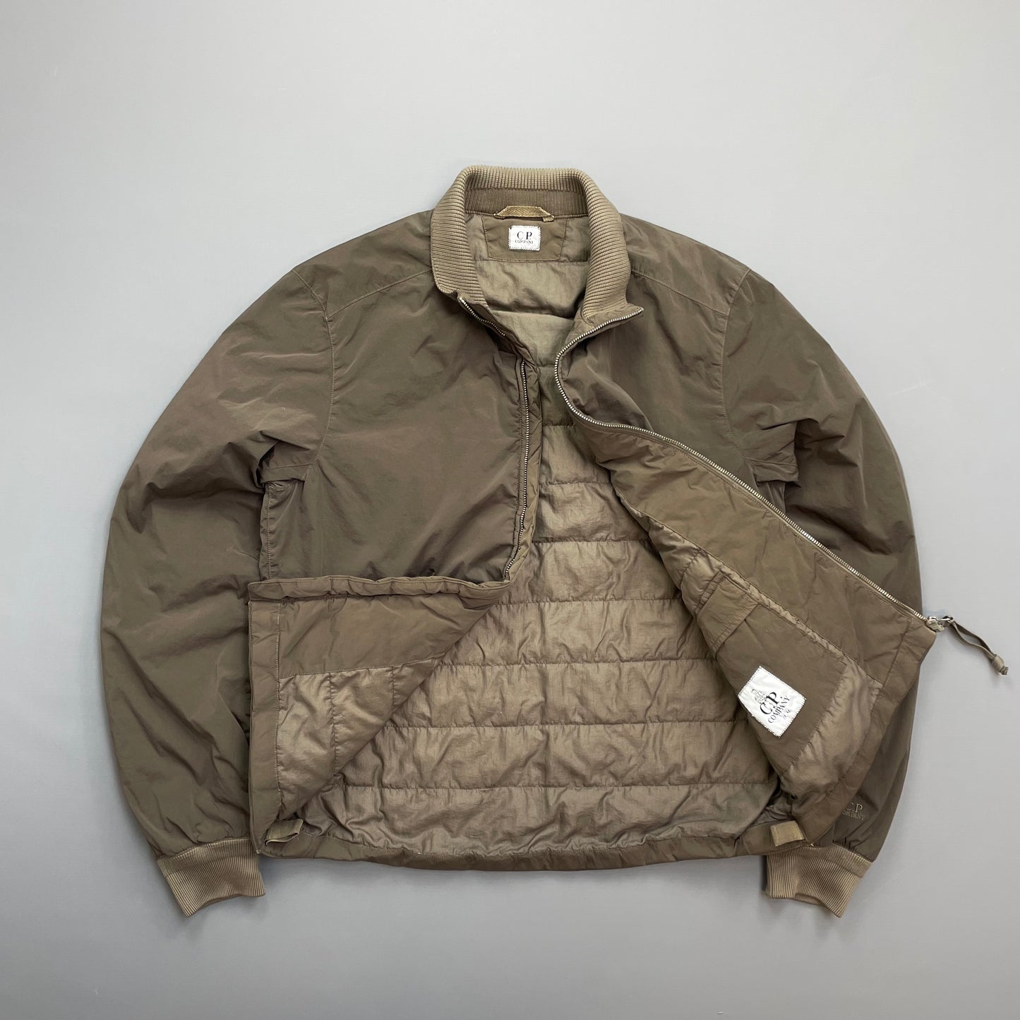 C.P. Company Brown Nylon Down Padded Bomber Jacket