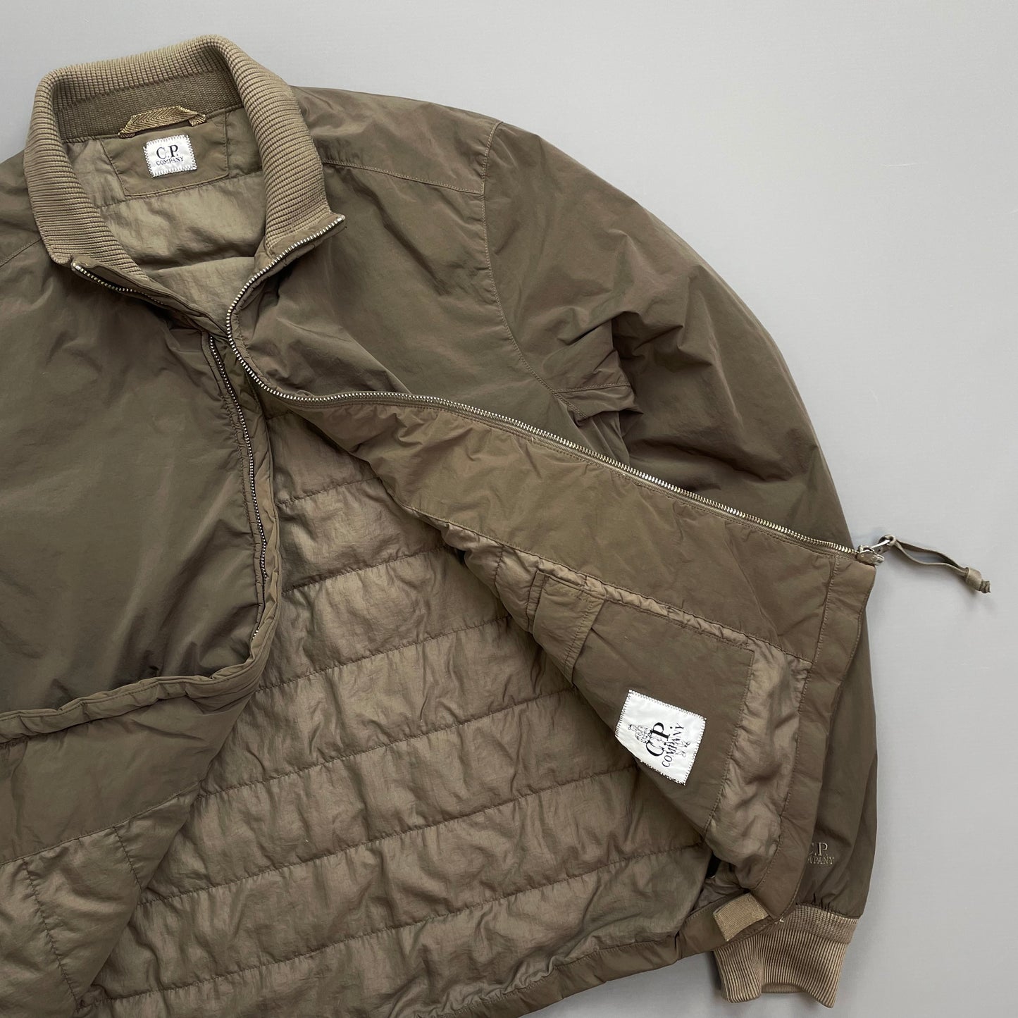 C.P. Company Brown Nylon Down Padded Bomber Jacket
