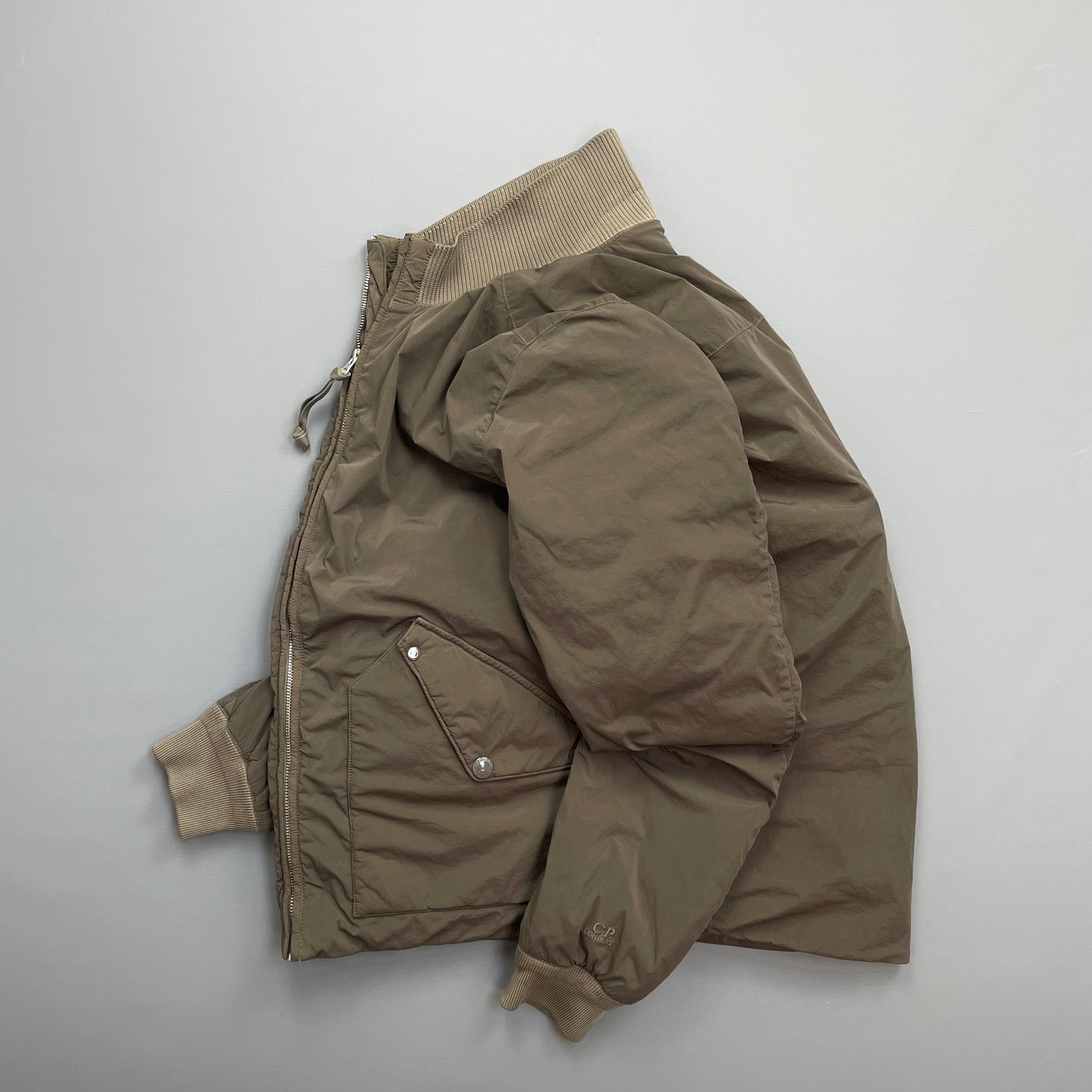 C.P. Company Brown Nylon Down Padded Bomber Jacket