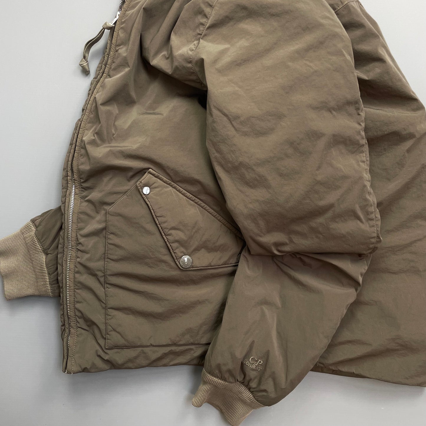 C.P. Company Brown Nylon Down Padded Bomber Jacket