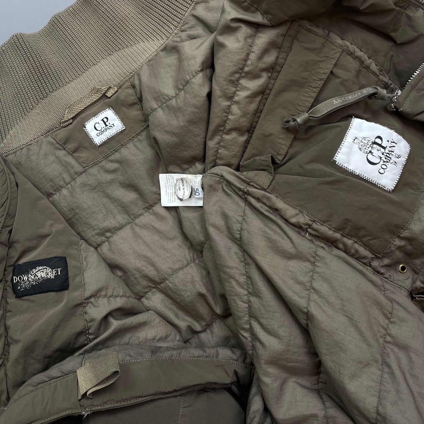 C.P. Company Brown Nylon Down Padded Bomber Jacket