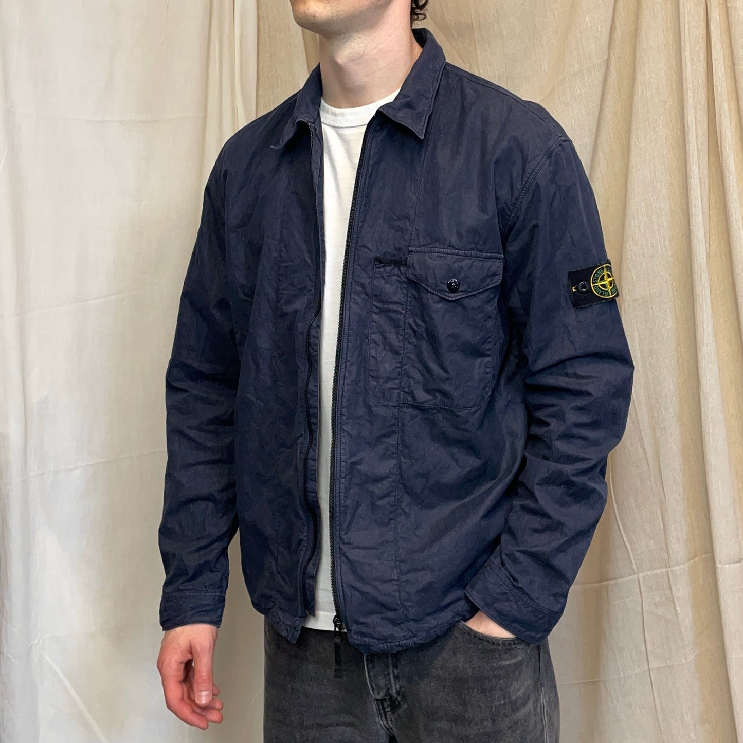 Stone Island Navy AW05 Cotton Nylon Lined Zip-Through Jacket