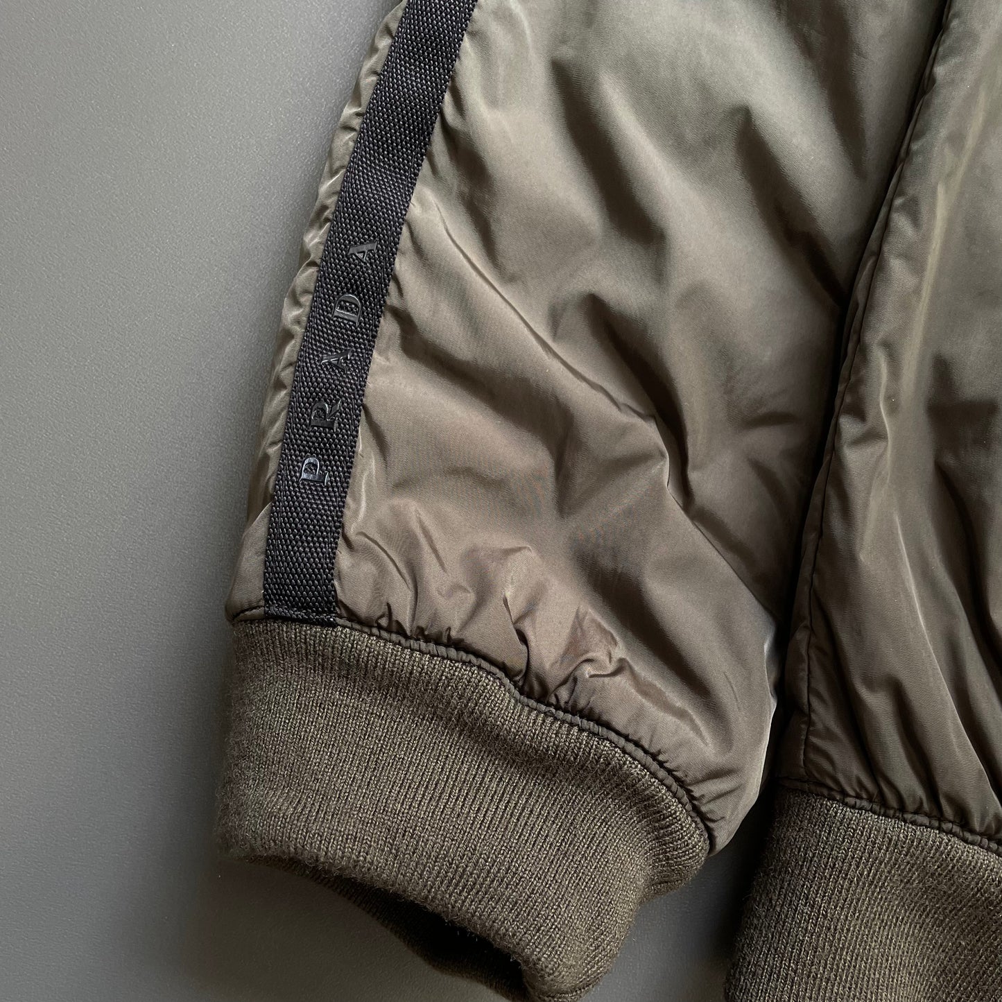 Prada Sport Khaki 2007 Nylon Racing Bomber Jacket