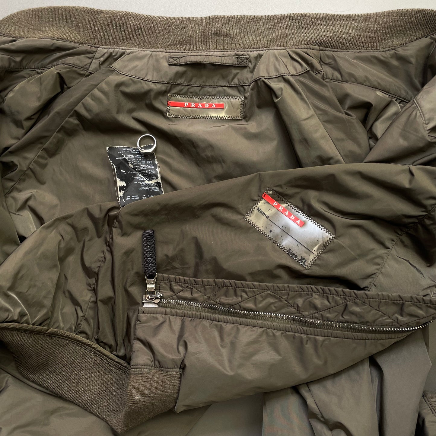 Prada Sport Khaki 2007 Nylon Racing Bomber Jacket