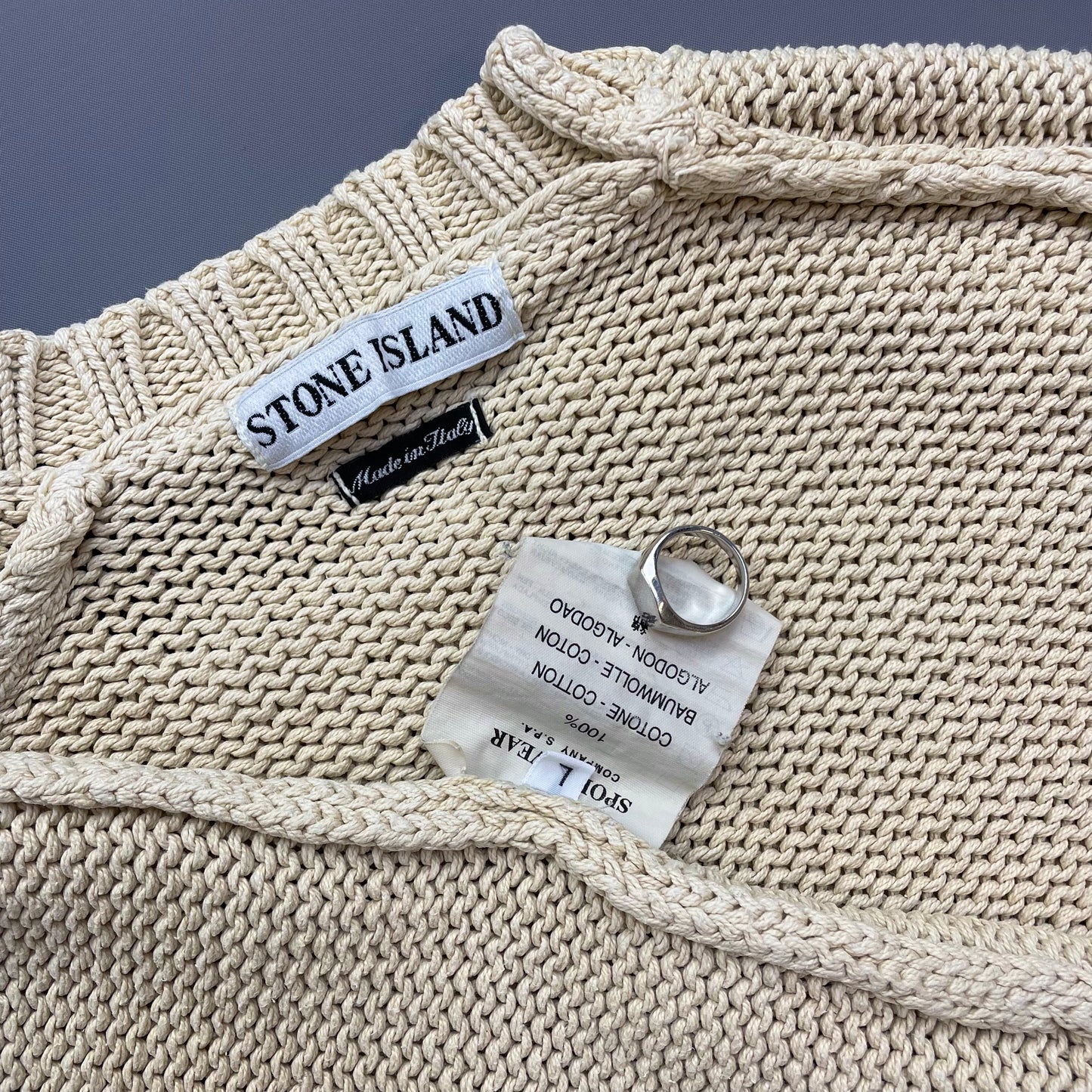 Stone Island Cream SS98 Midweight Knit Crewneck Jumper