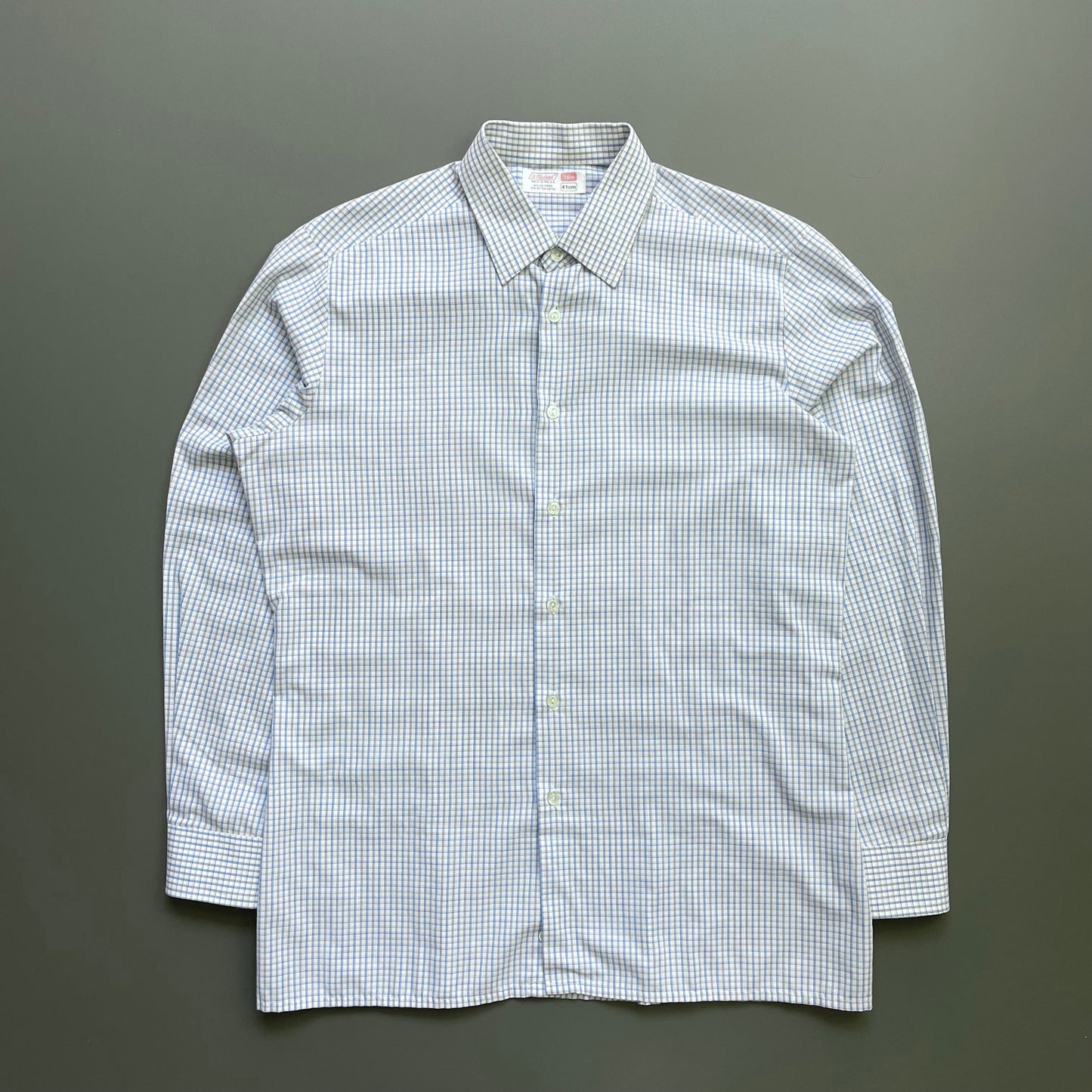 Vintage St Michael Blue & White 80s Check Shirt