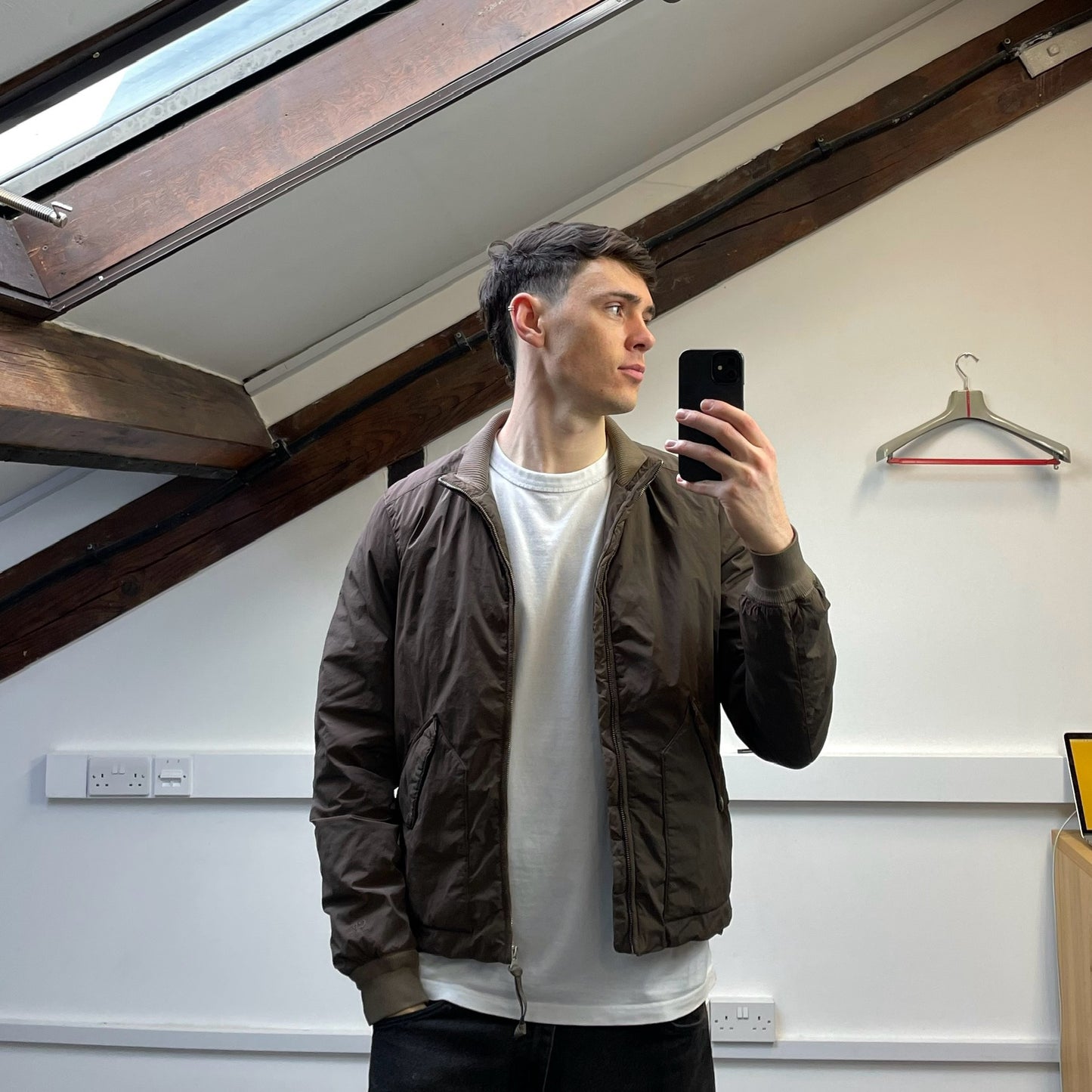 C.P. Company Brown Nylon Down Padded Bomber Jacket