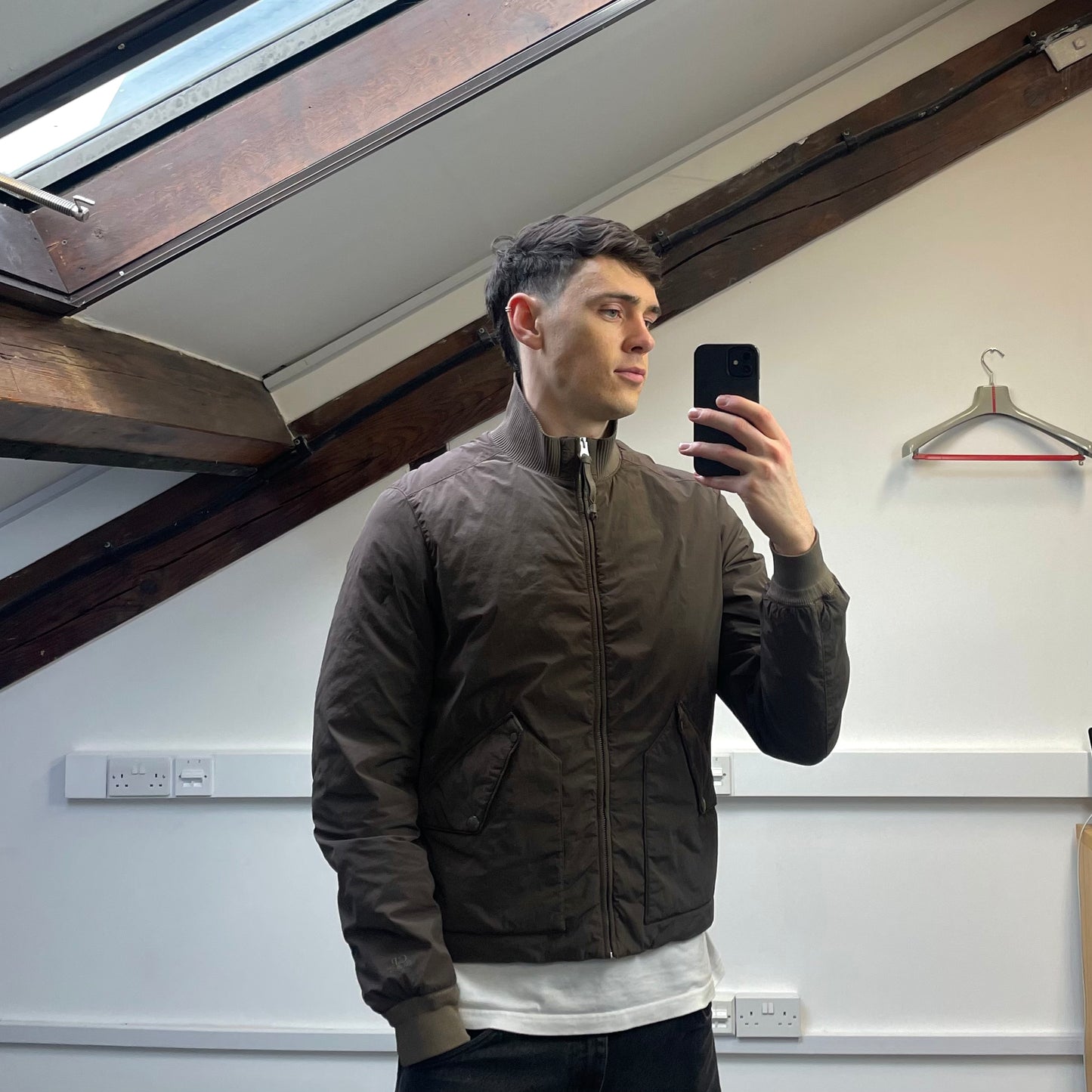 C.P. Company Brown Nylon Down Padded Bomber Jacket