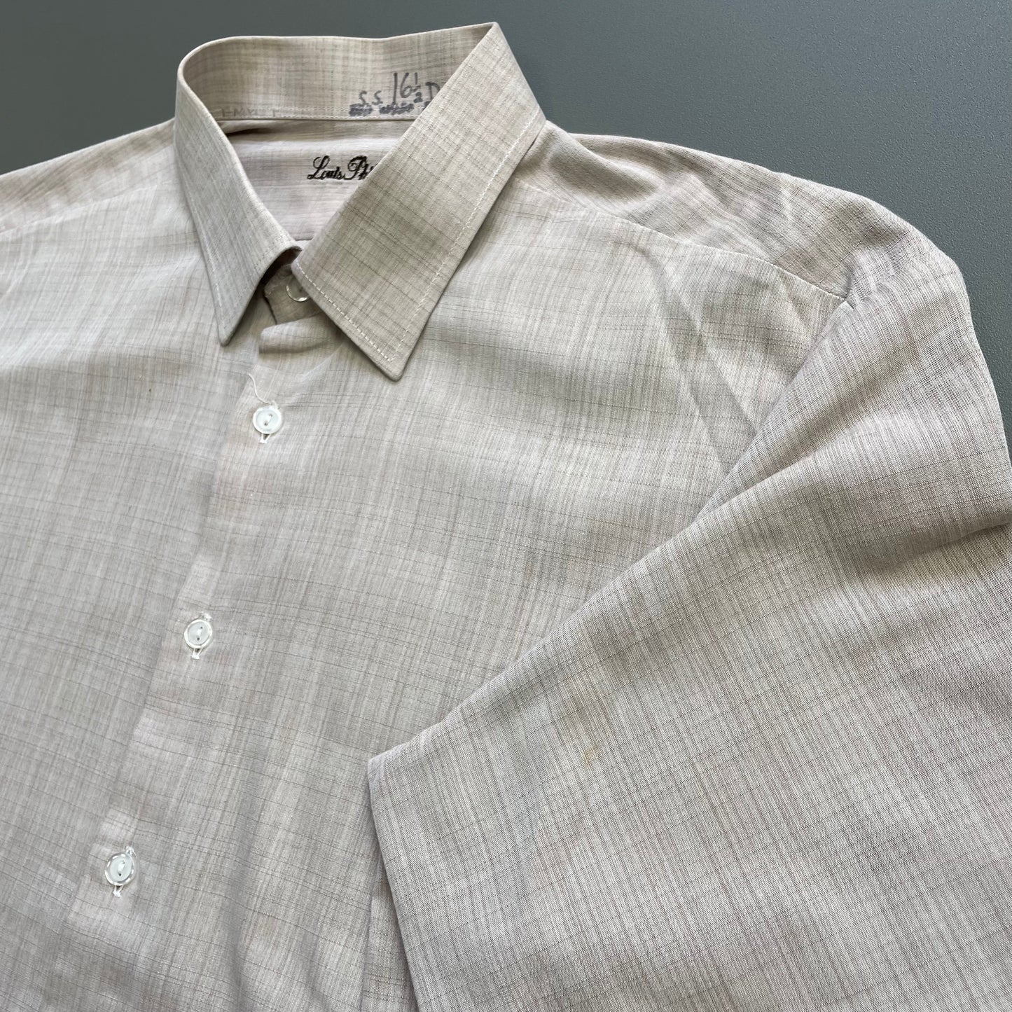 Vintage Beige Grey Louis Philippe Textured Shirt