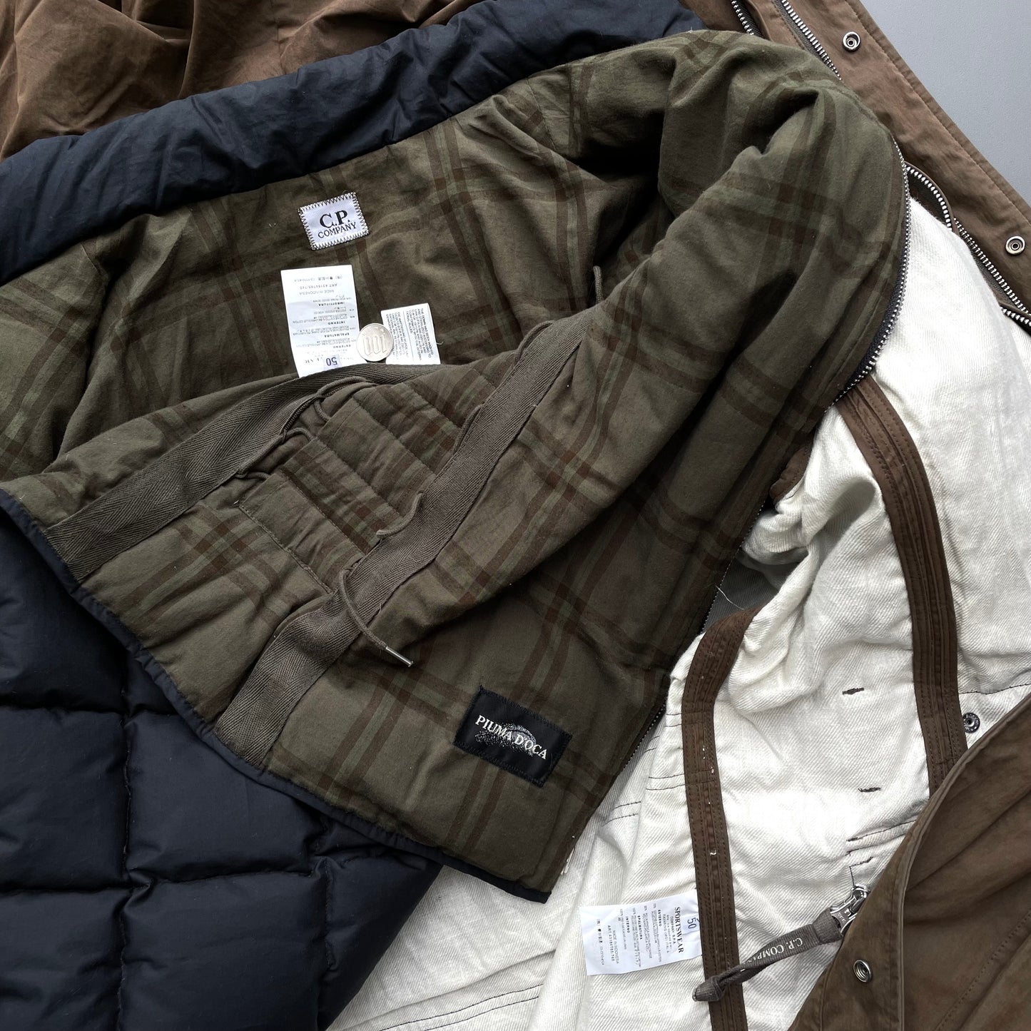 C.P. Company Brown AW05 3-in-1 Piuma D'oca Goose Down Liner Parka Jacket